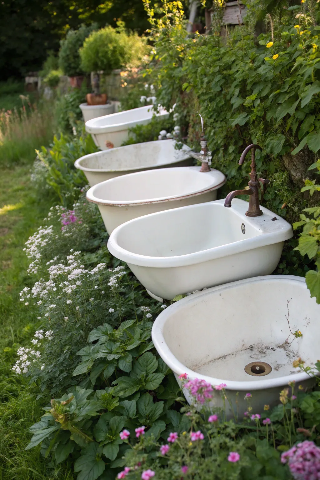 Transform old sinks into a stunning garden centerpiece with a creative twist!