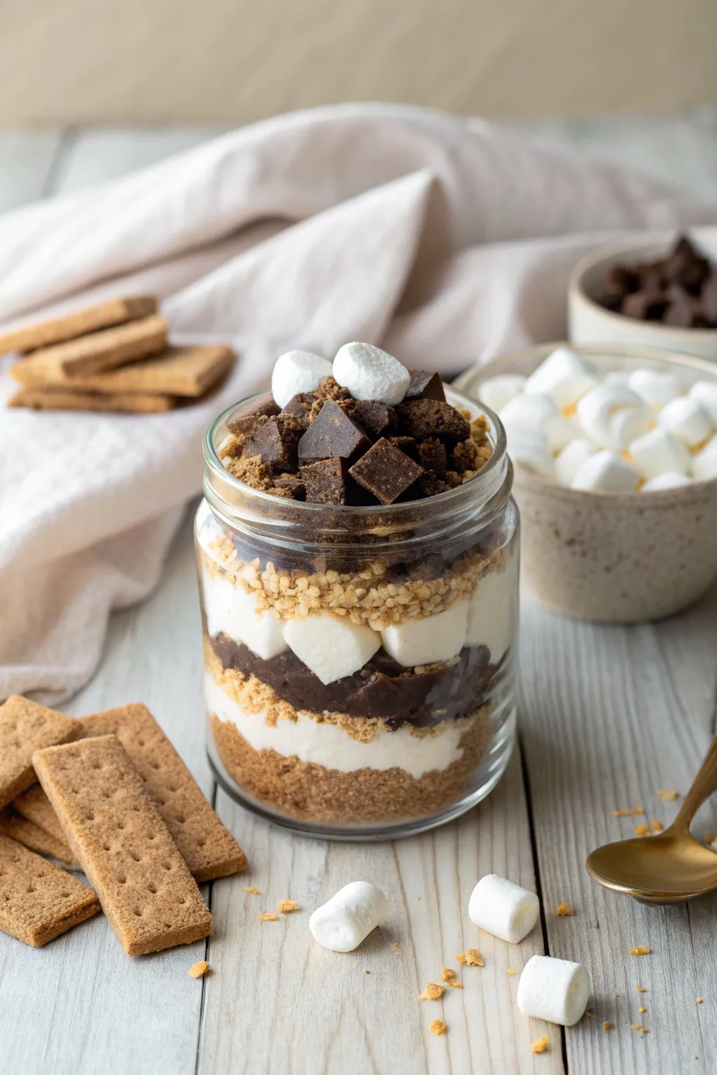 Capture the nostalgia of campfire nights with this S'mores in a Jar – a simple yet elegant treat.