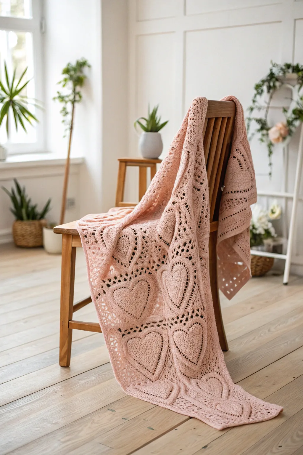 Wrap yourself in love this Valentine's Day with a heart-patterned crochet shawl.