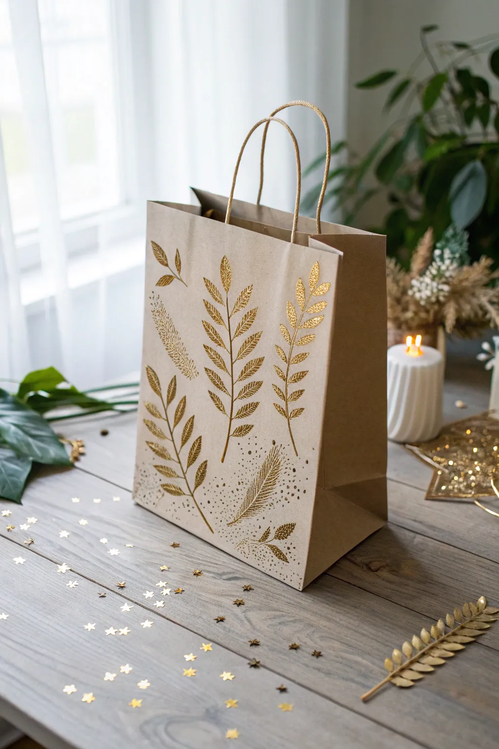Add a touch of sparkle to your Valentine's Day with this elegant, glitter-adorned paper bag idea!