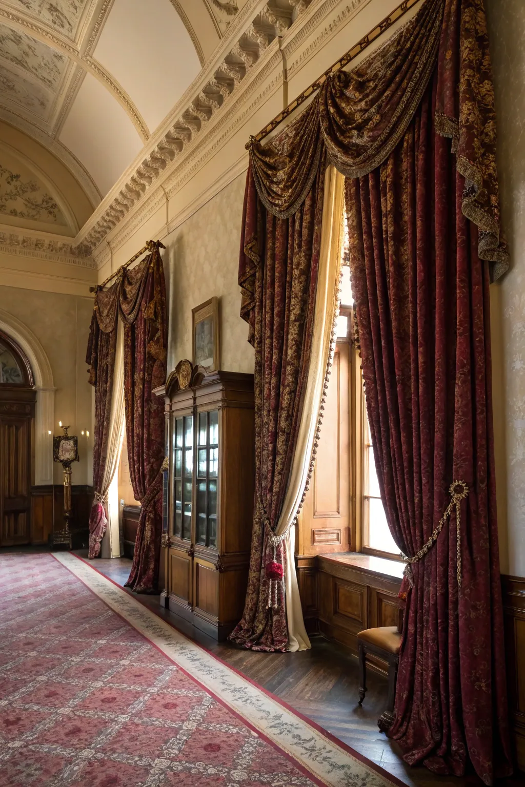 Textured fabrics like brocade add depth and character.