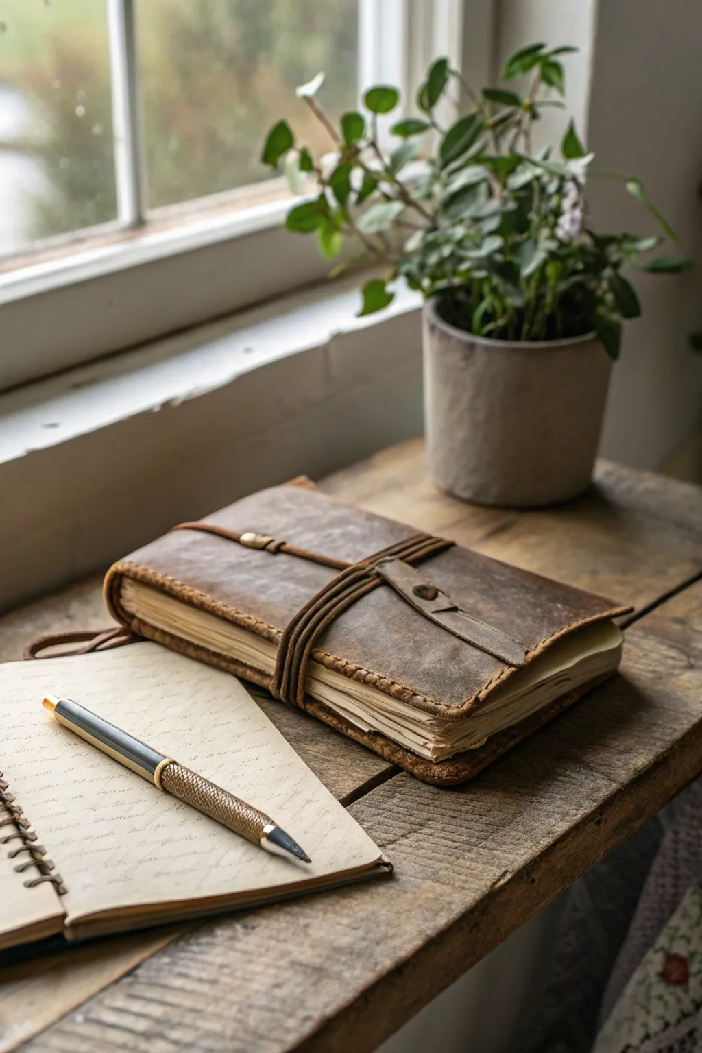 Start your creative journey with a buddy story in this charming vintage journal.