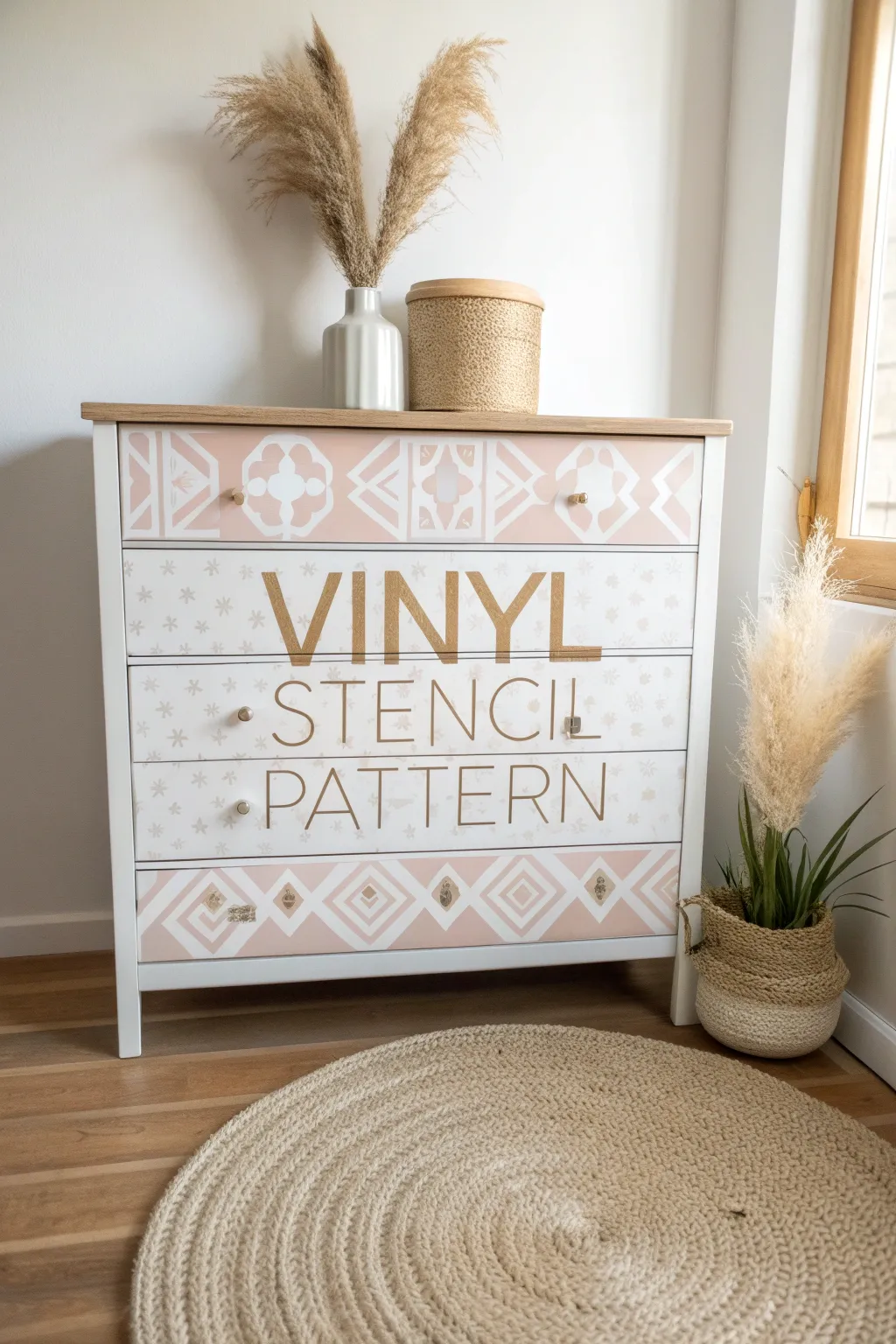 Transform your space with the elegance of vinyl-crafted upcycled furniture. #MinimalistMakeover #VinylCrafts