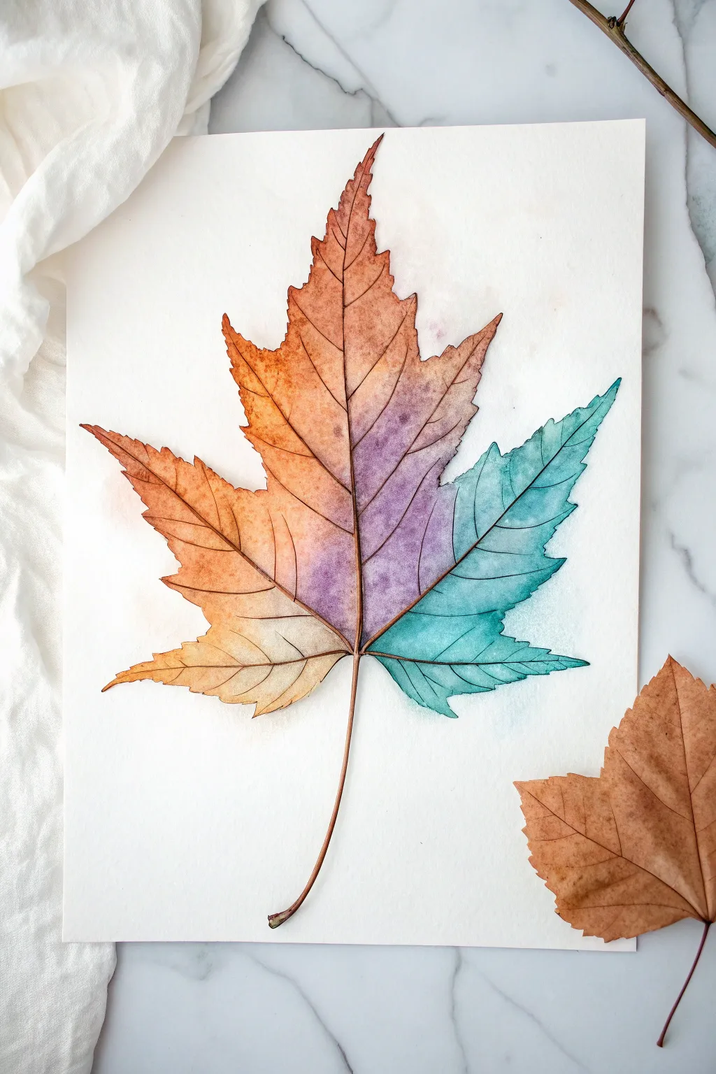 Embrace the beauty of seasonal change with a watercolor leaf masterpiece.