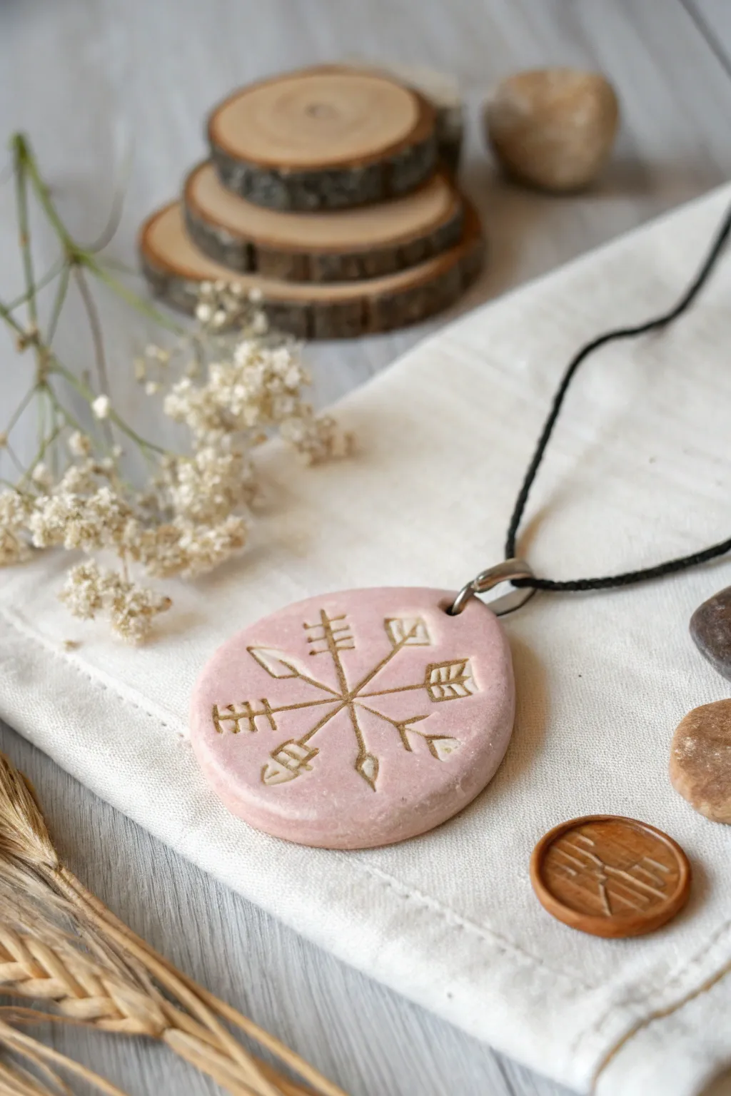 Embrace the magic of everyday with this handcrafted mystical clay amulet, where ancient symbols meet modern minimalism.