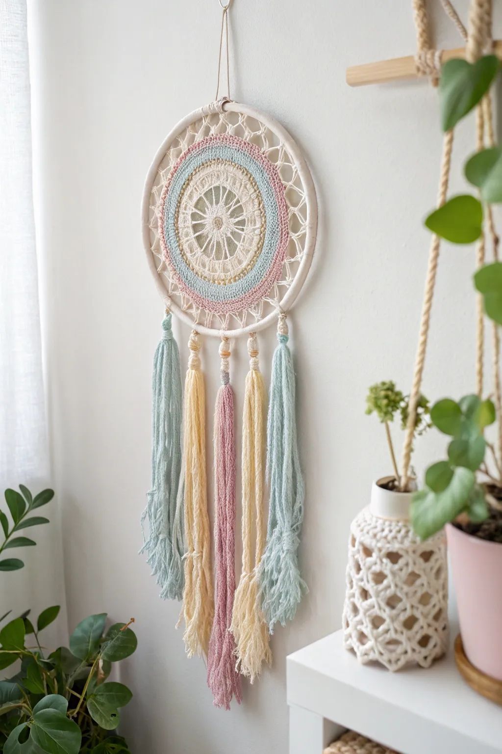 Capture your dreams with a touch of color and calm. 🌈✨ #DreamyDecor #RainbowDreamcatcher