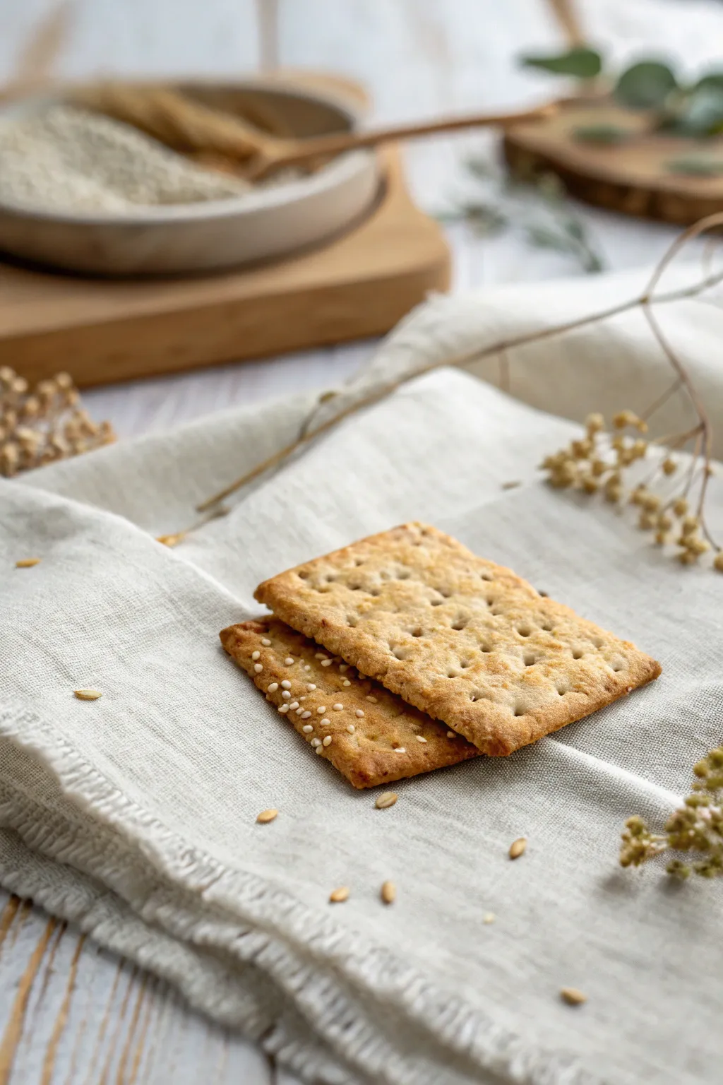 Elevate your leftover pie crust into artisanal sesame seed crackers - perfect for your next cheese board!