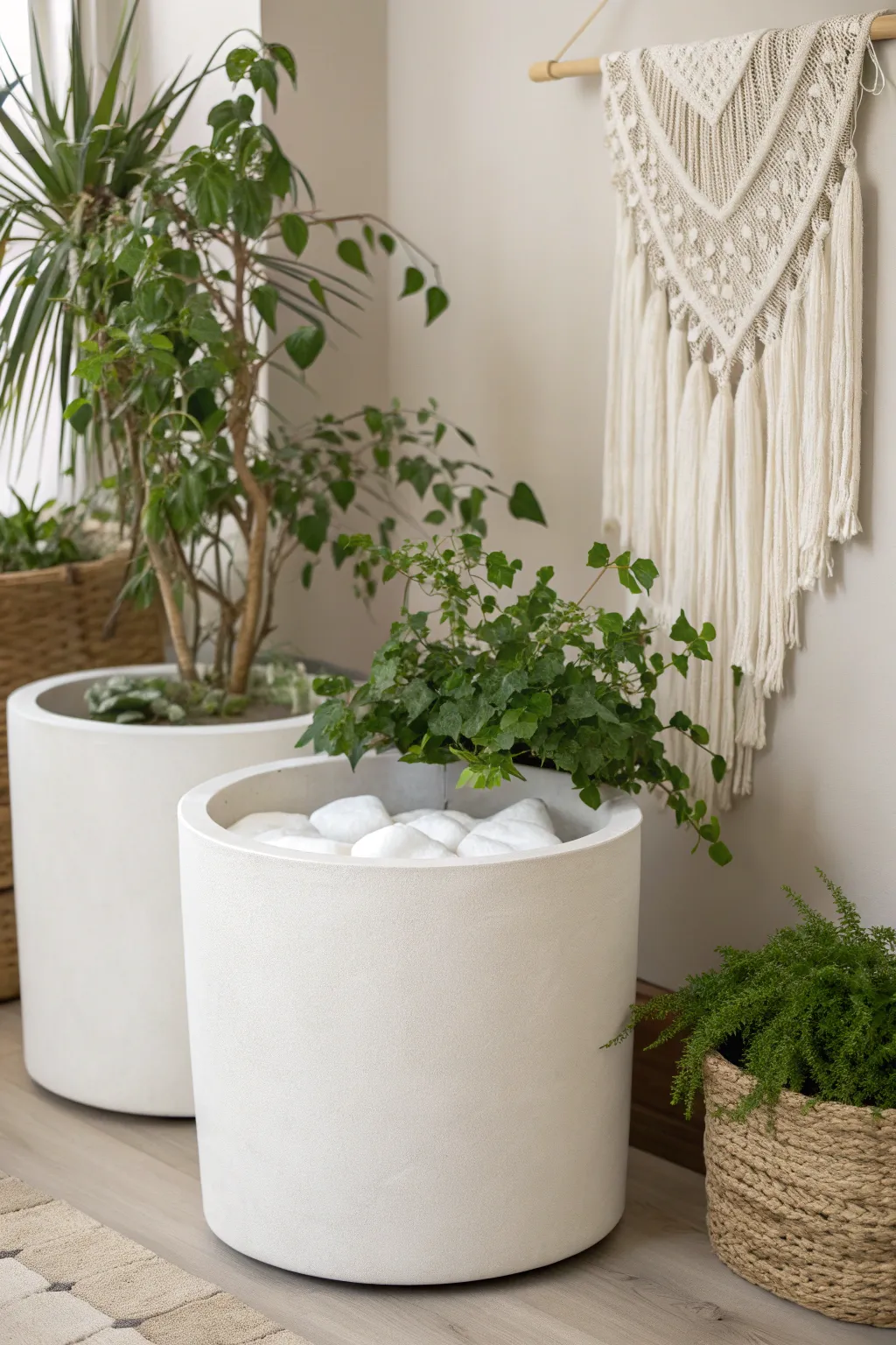 Transform your large planter with eco-friendly elegance: Reuse foam containers for a stylish, sustainable touch!