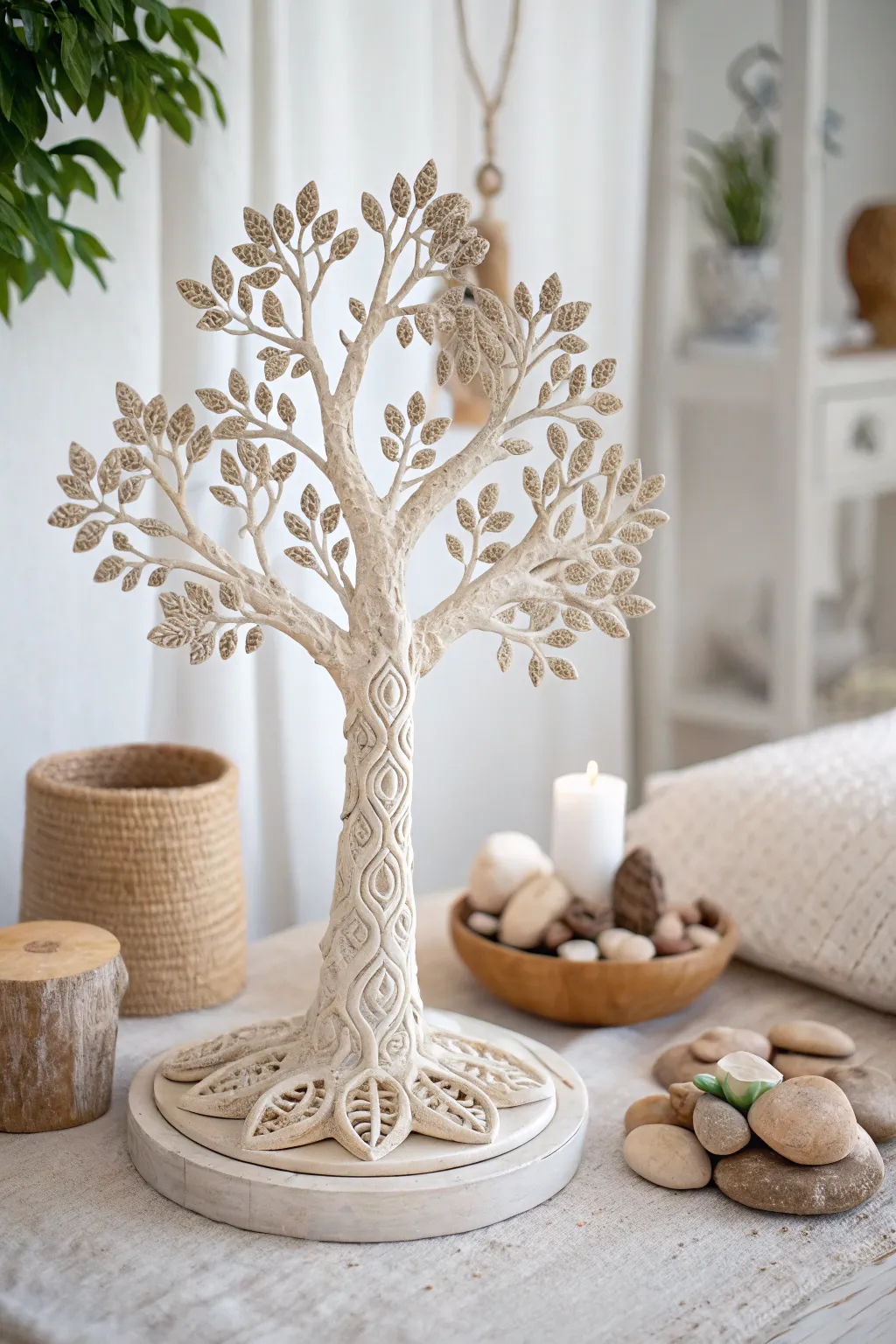 Enchant your fairy garden with a whimsical clay tree reaching for the sky, where simplicity meets magic.