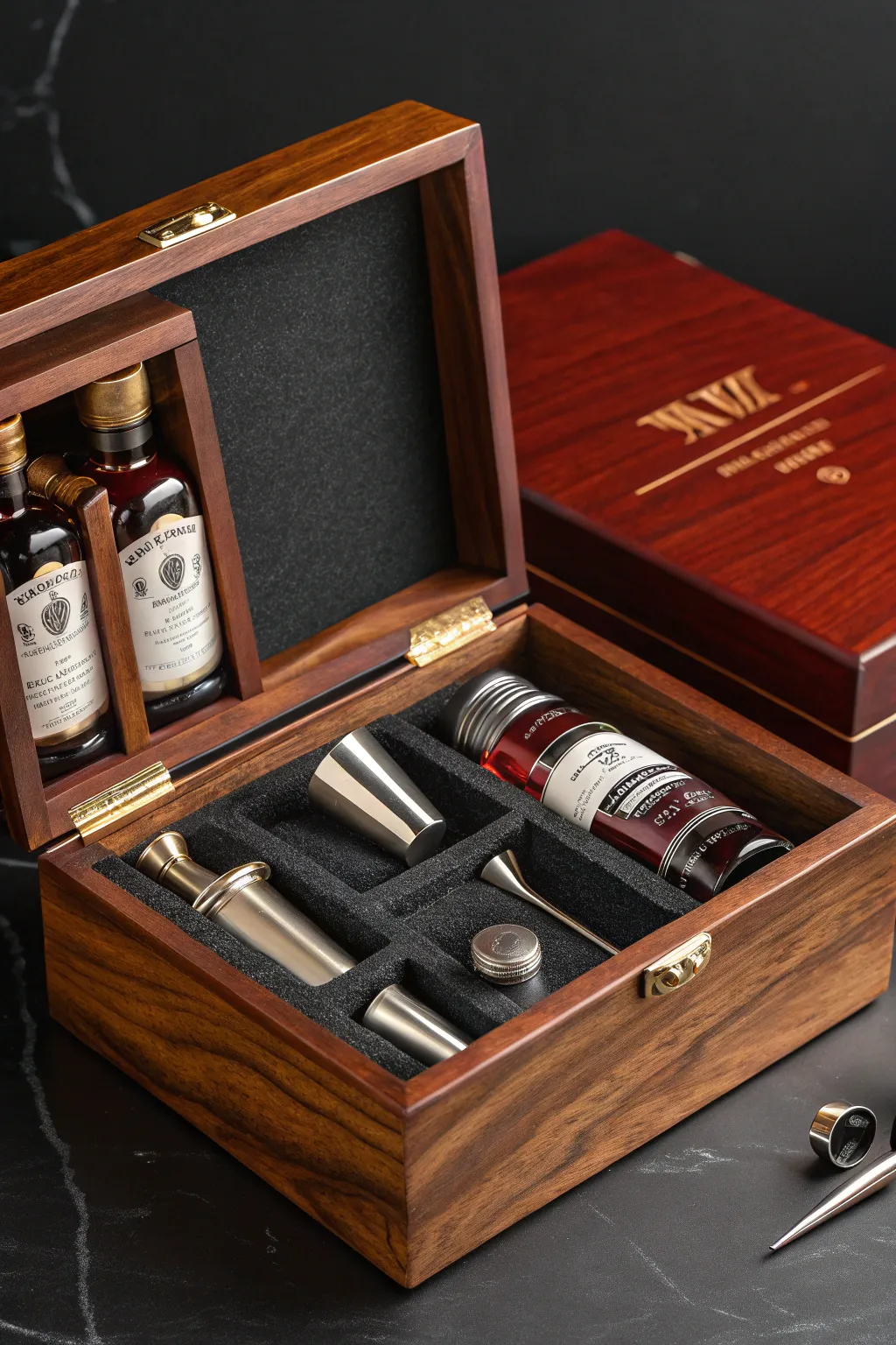 Elevate your gatherings with a handcrafted mini bar in a box – a perfect blend of style and functionality.