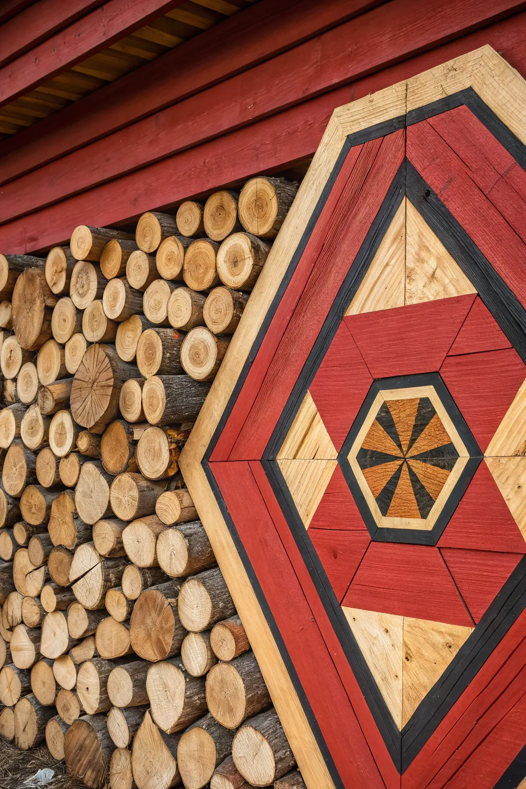 Craftsmanship in Nature: A Stunning Hexagonal Wood Pile Design