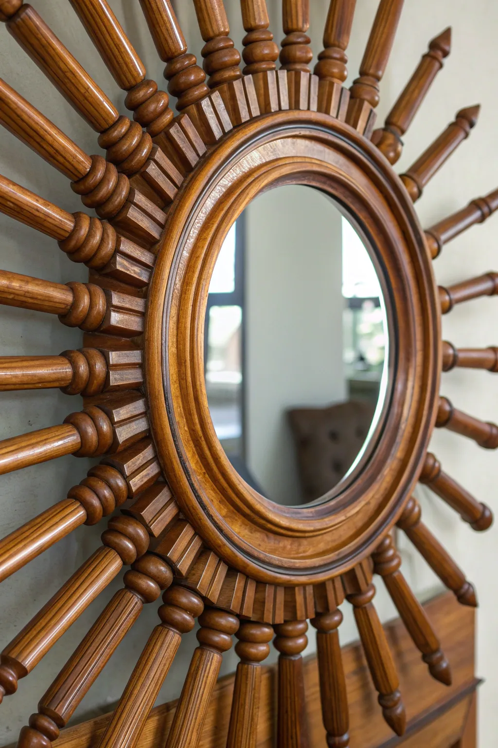 Elevate your space with a handcrafted spindle mirror frame that speaks of elegance and artisanal skill.