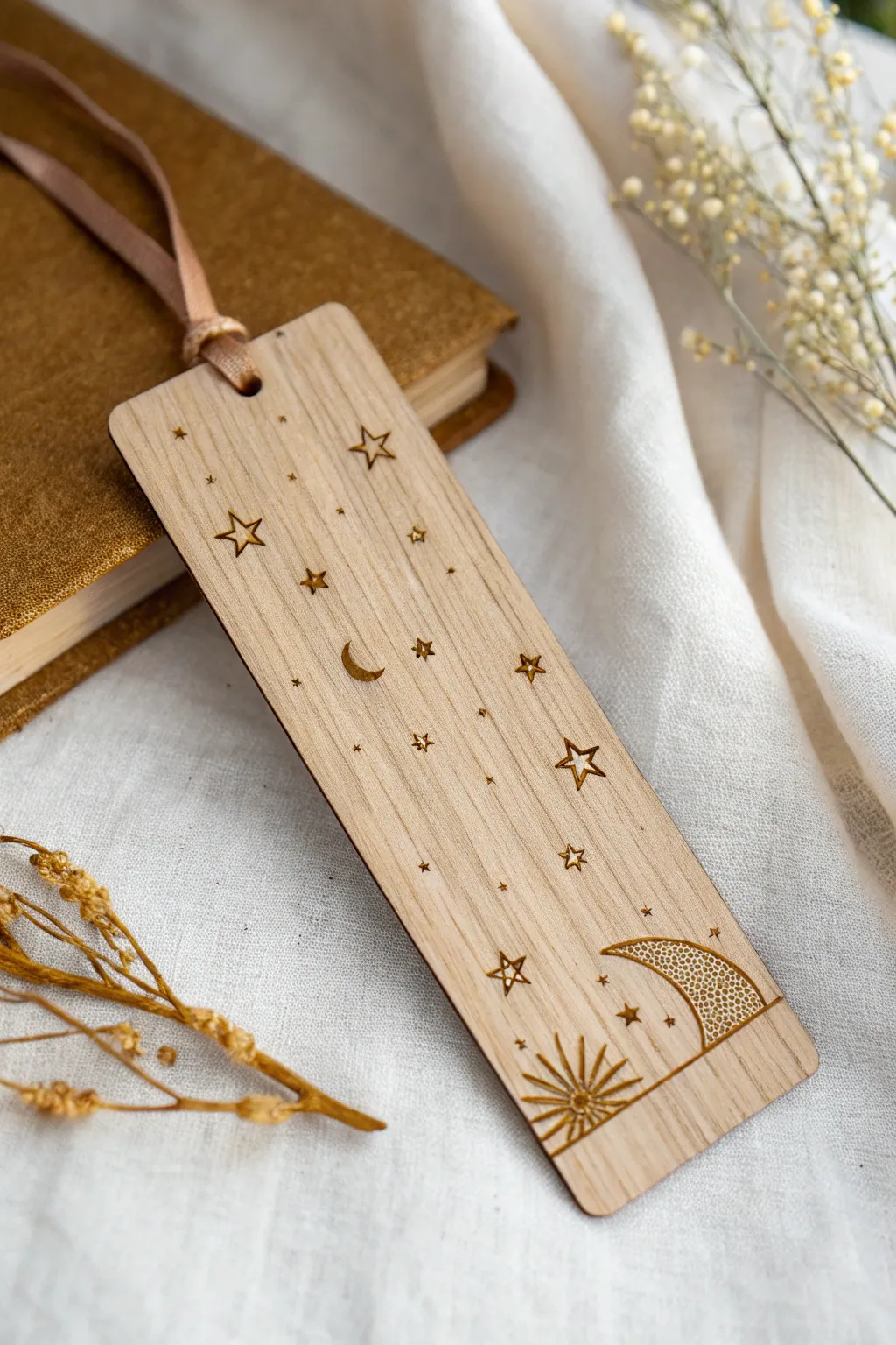 Add a touch of sparkle to your reading with this enchanting wooden bookmark.