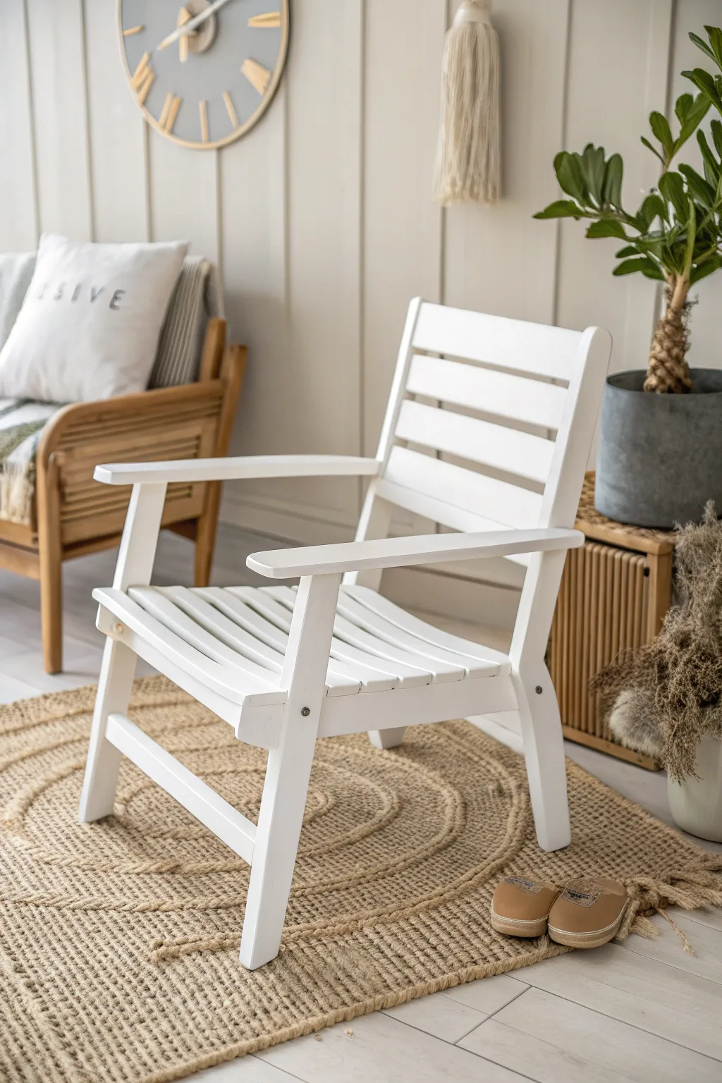 Transform your space with a sleek, monochrome wooden chair that exudes minimalist elegance.