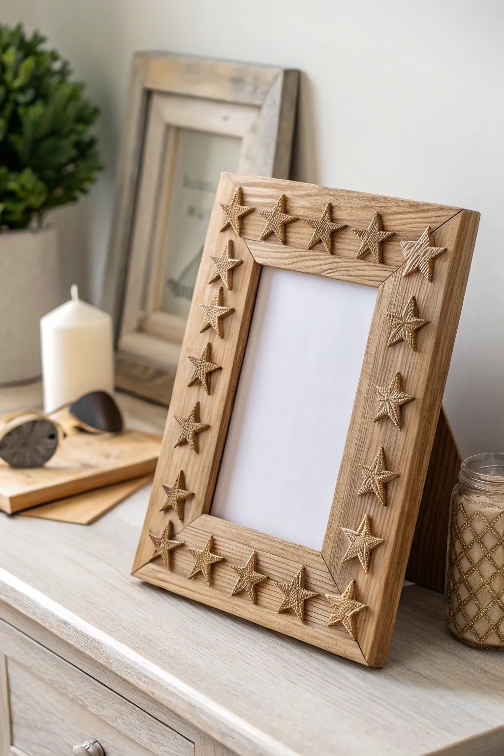 Elevate your memories with starry wooden frames – a perfect blend of minimalist elegance and boho charm.