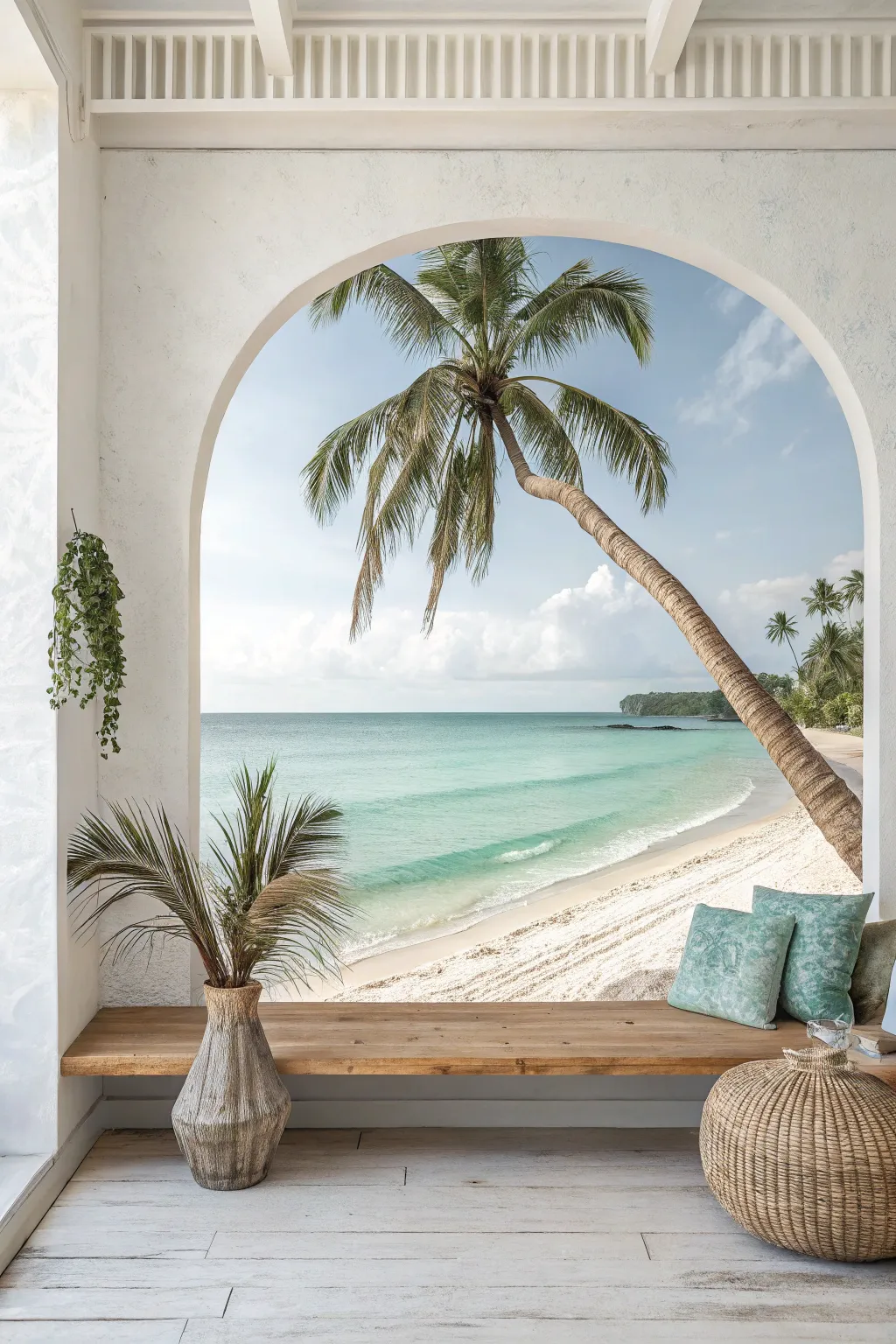 Escape to a tranquil tropical paradise, beautifully crafted for your space.