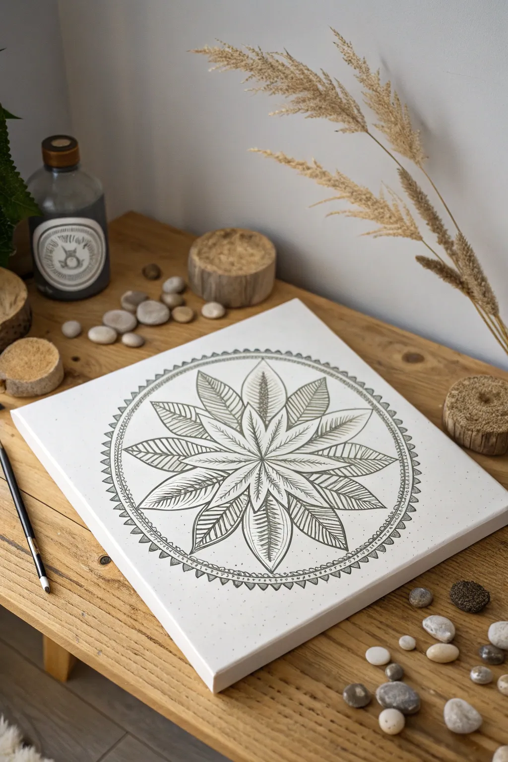 Discover tranquility in art with this stunning cannabis-inspired mandala. Perfect for your minimalist boho home décor.