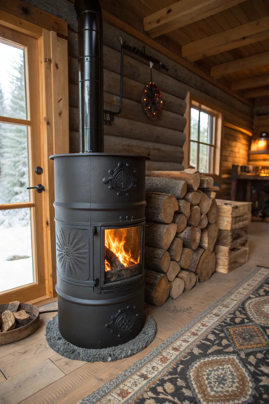 Warm up your cabin nights with this stylish DIY drum wood stove.