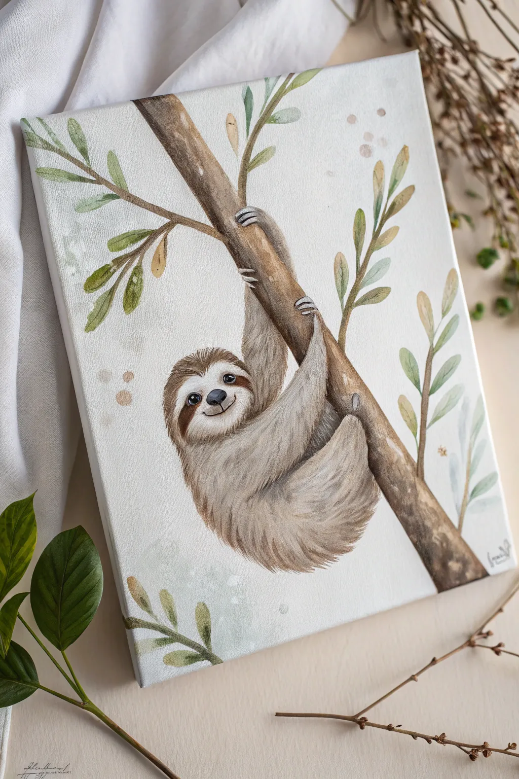 Embrace the charm of simplicity with this adorable sloth painting, perfect for adding a touch of whimsy to your space.