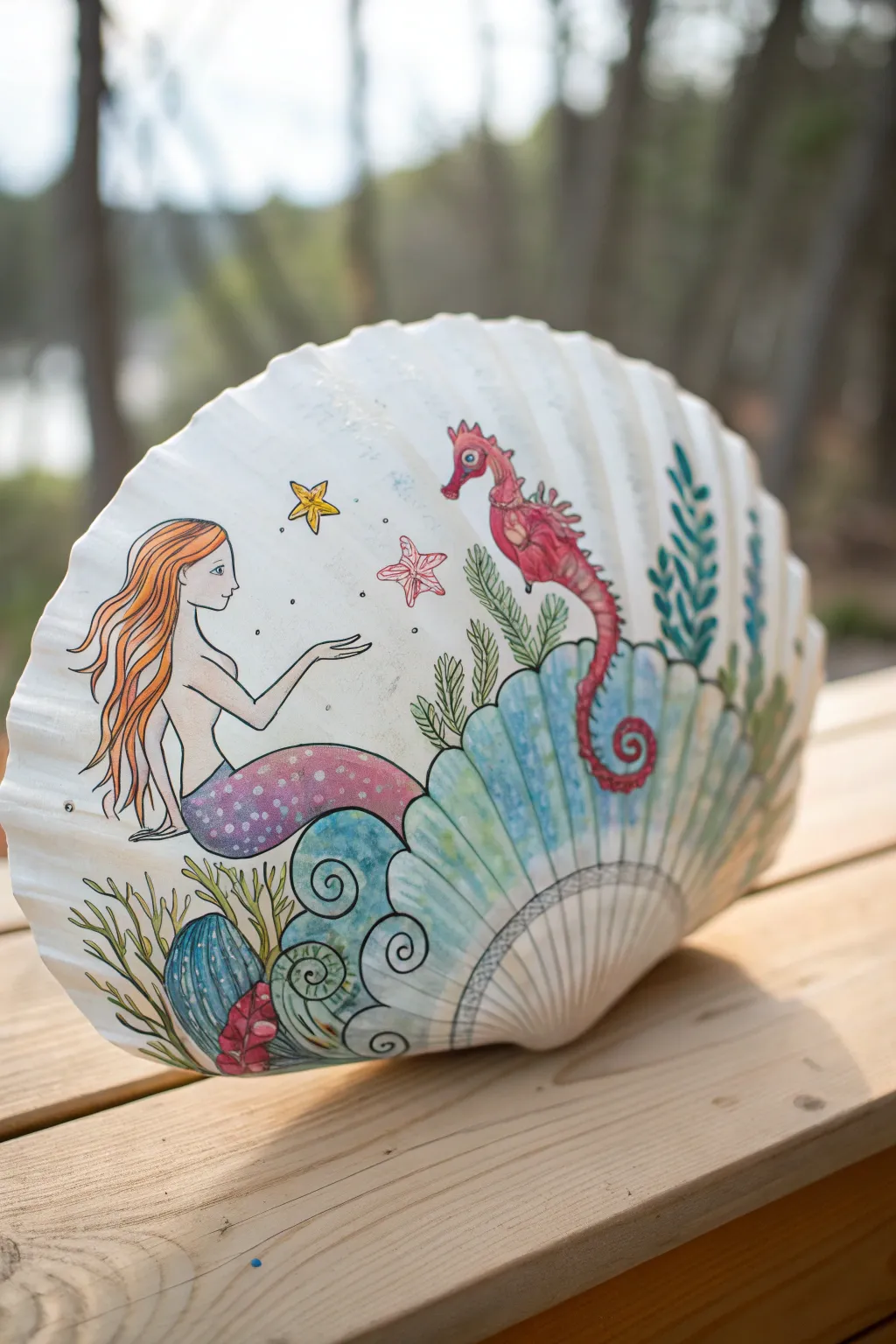 Dive into a world of fantasy with enchanting seashell art that brings the ocean's magic to life.