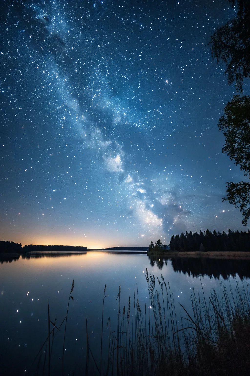 Reflecting on the stars: a minimalist masterpiece of night’s serene beauty.