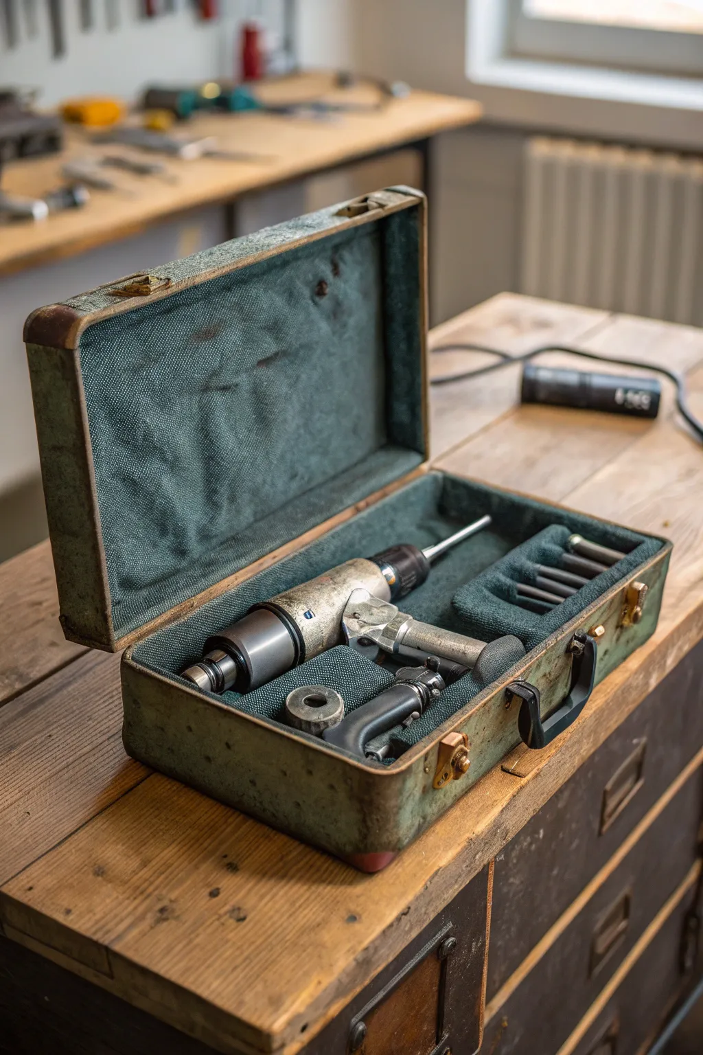 Rediscover the charm of the past with a revamped vintage toolbox for your air tool collection.