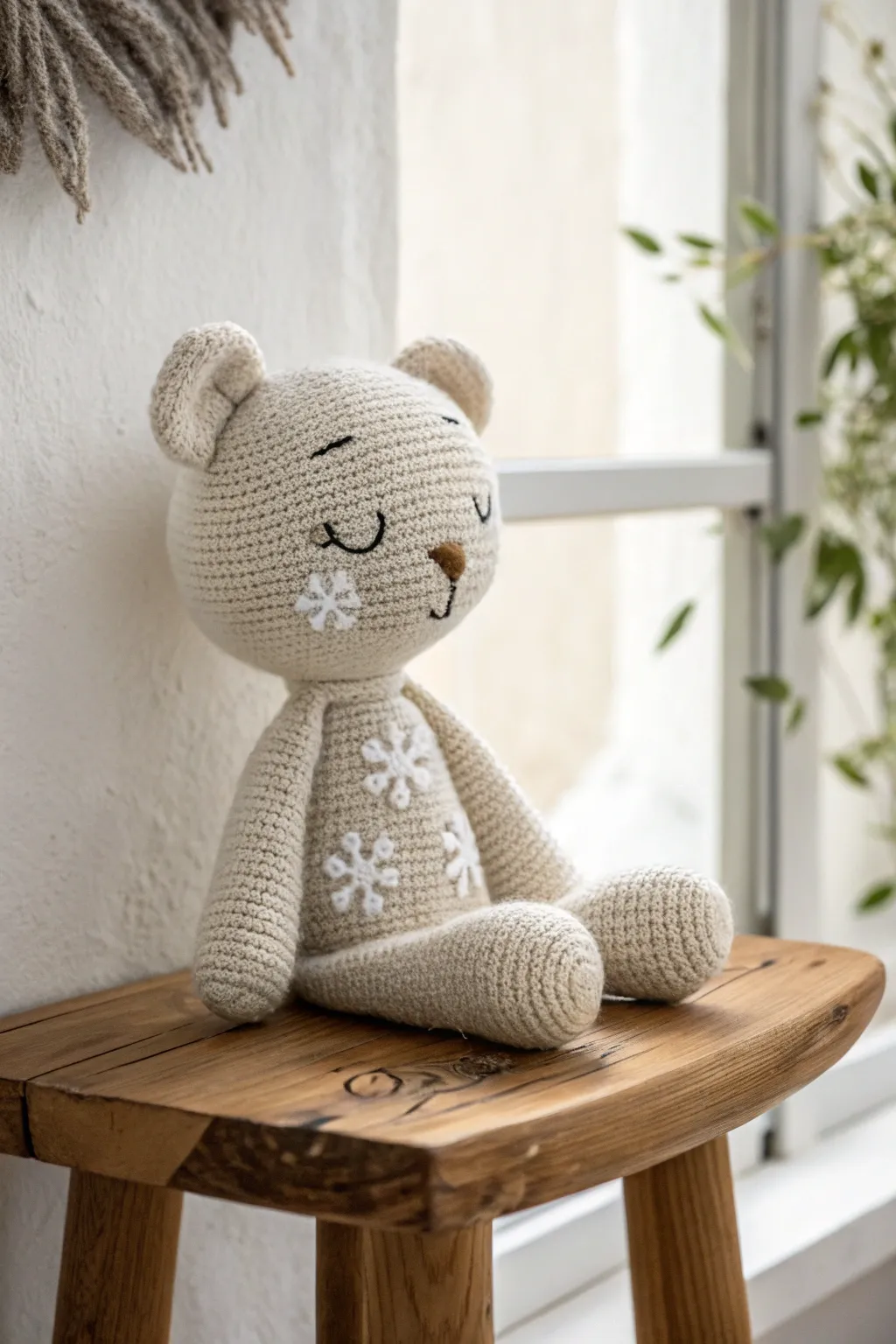 Celebrate the season with handcrafted charm—our amigurumi doll's festive face paint brings a touch of winter to your decor.