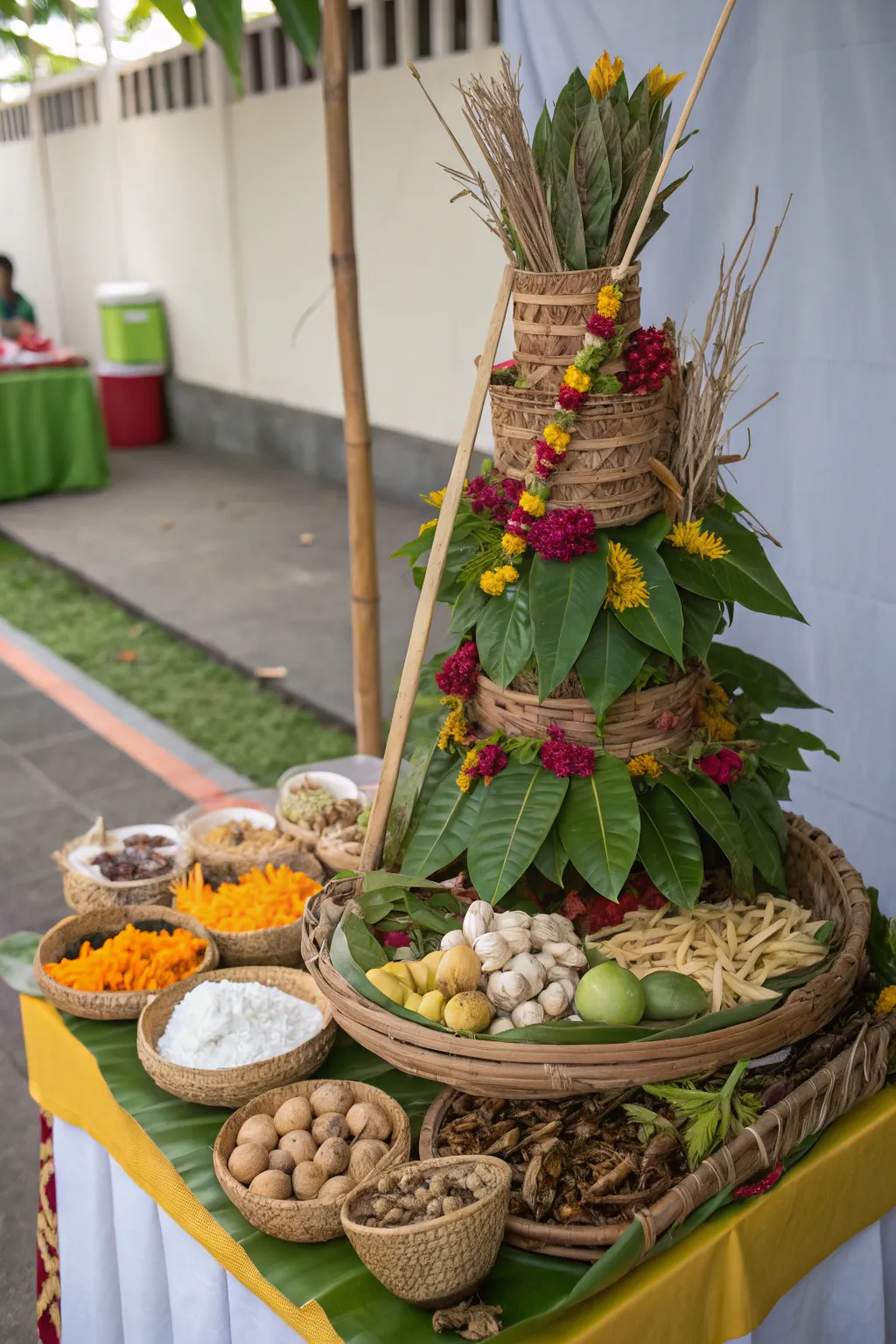 Earthy charm with eco-friendly decorations for Annakut.