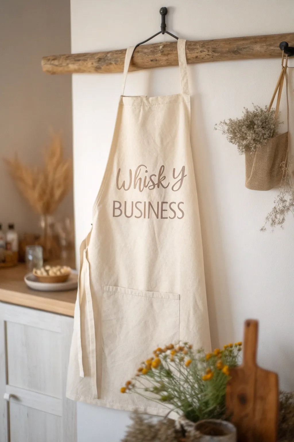 Stir up laughter in style with a 'Whisk-y Business' apron that blends humor and elegance.