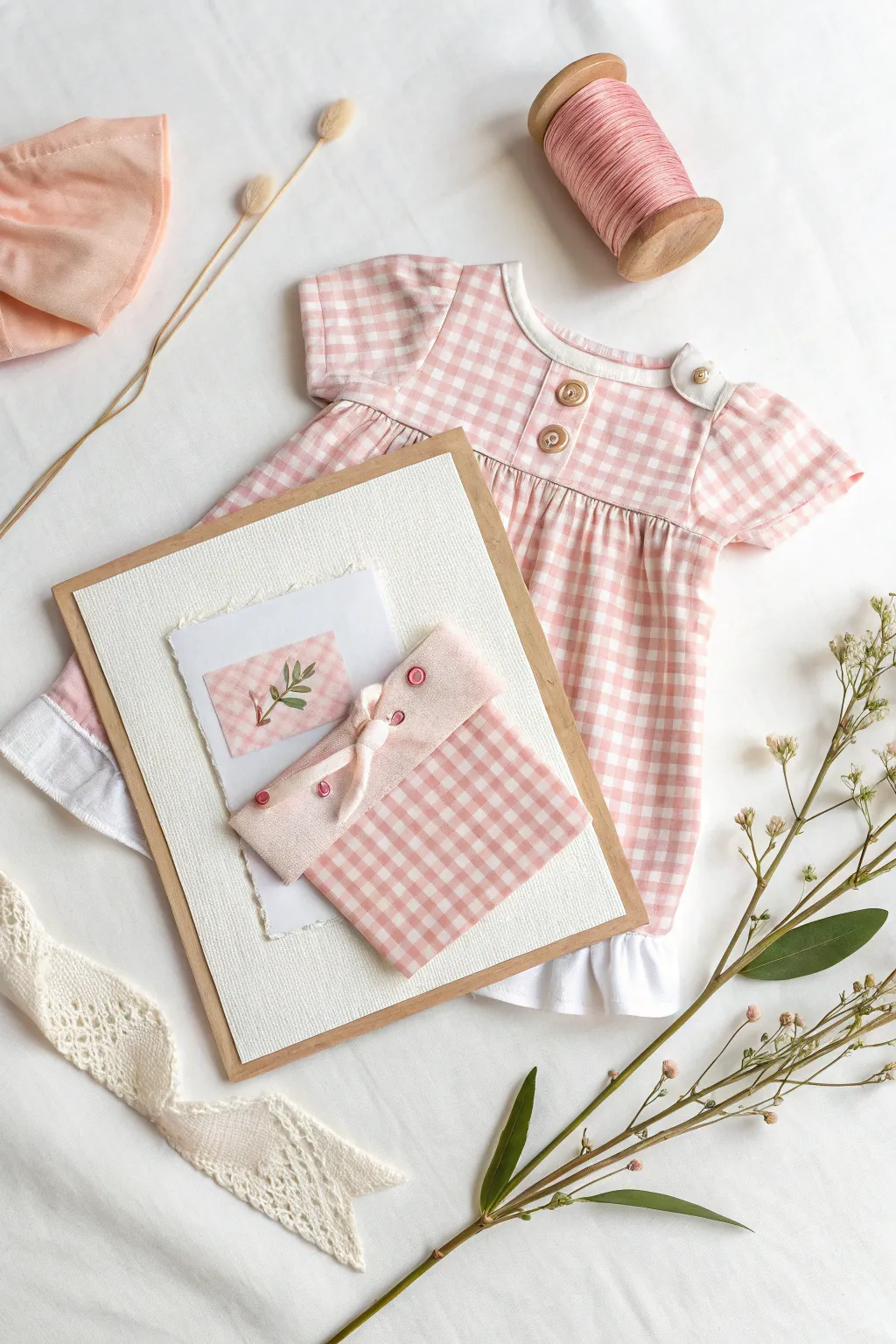 Embrace the warmth and charm of fabric in your baby girl card designs, blending minimalist style with a touch of Boho elegance.