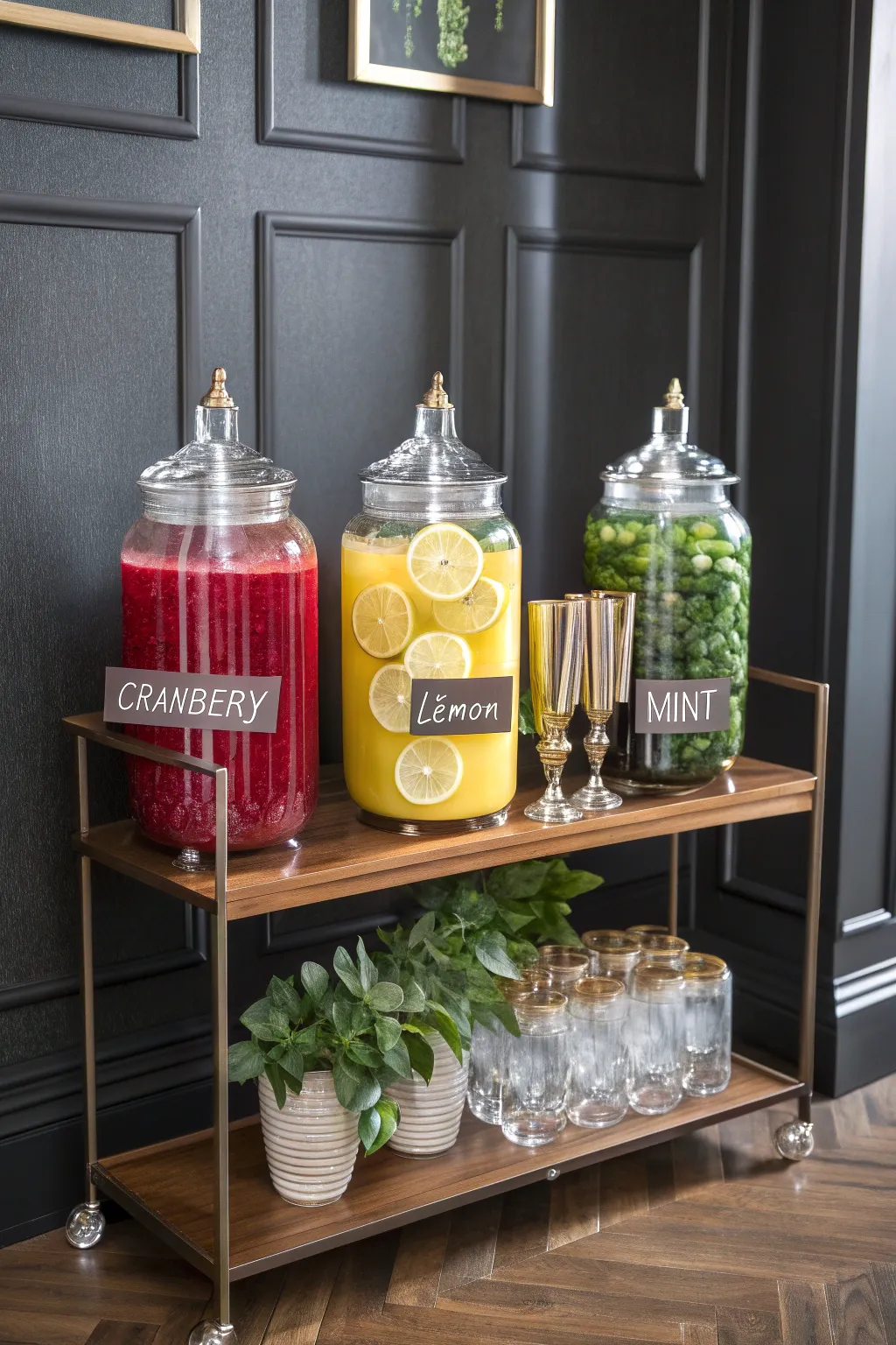 Elevate your home entertaining with a customizable drink station that lets guests craft the perfect cocktail.