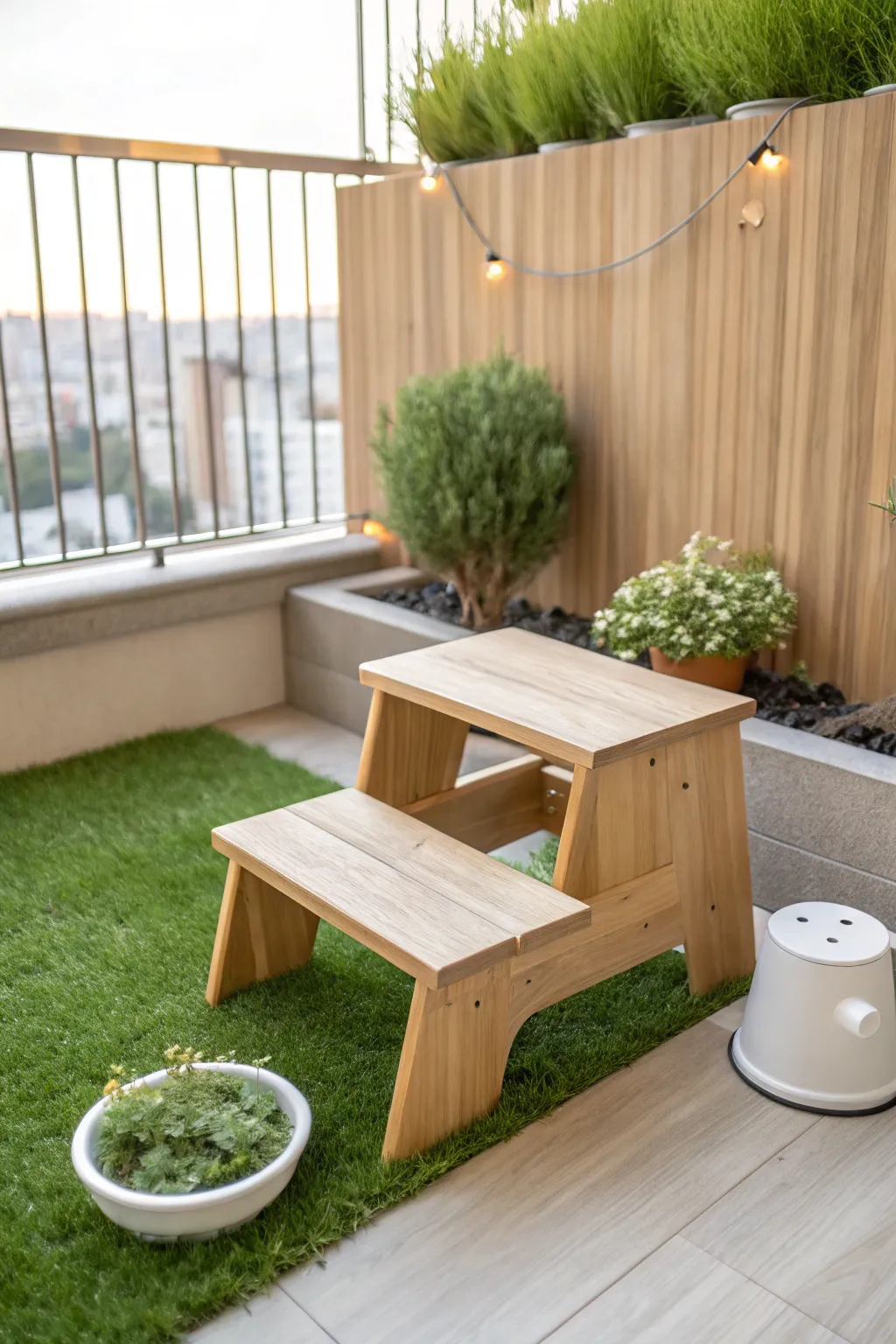 Elevate your pup's comfort with DIY elegance: A handcrafted step for easy potty access.