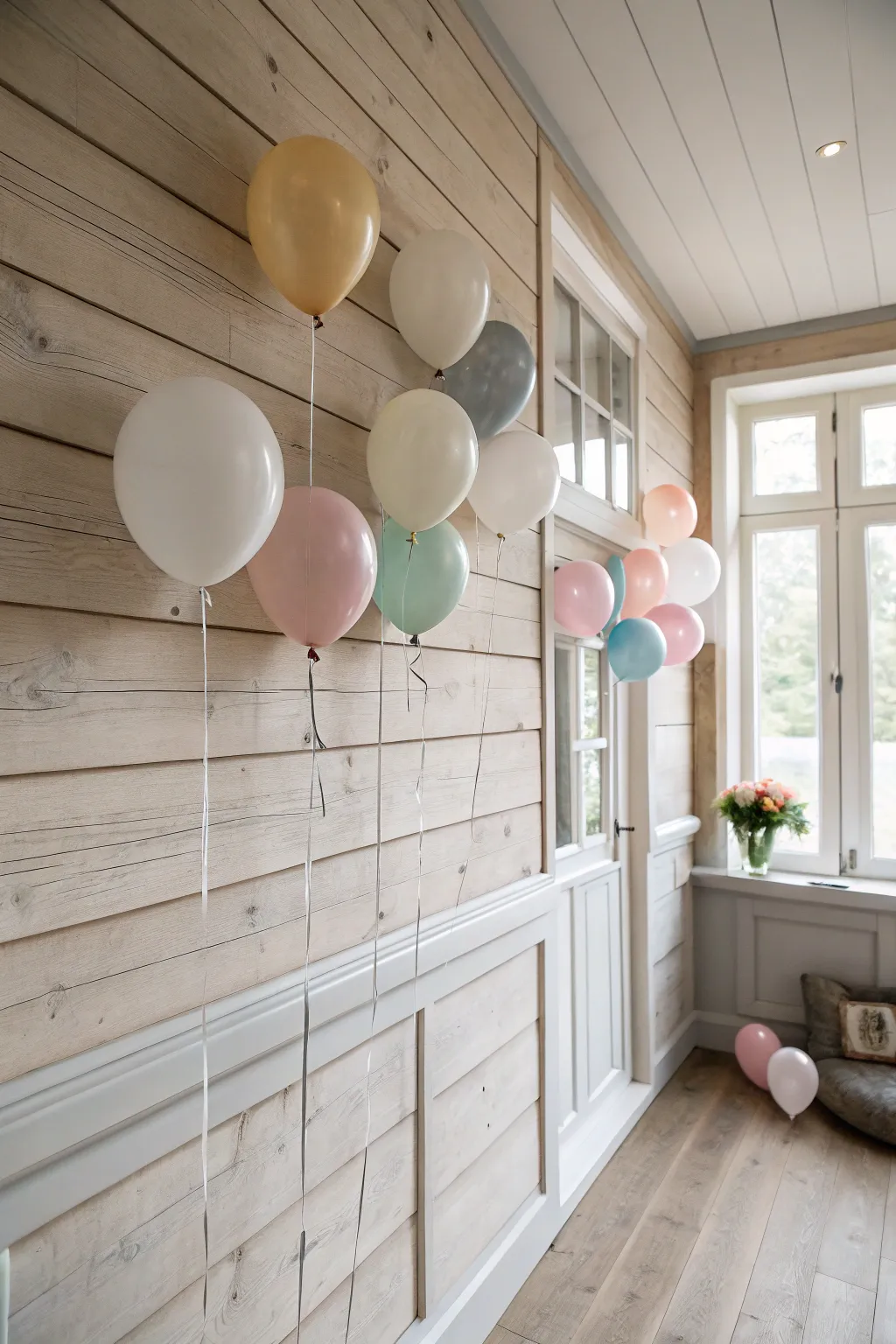 Elevate your space with a playful yet chic balloon display using Velcro strips. Perfect for Scandinavian-boho enthusiasts!