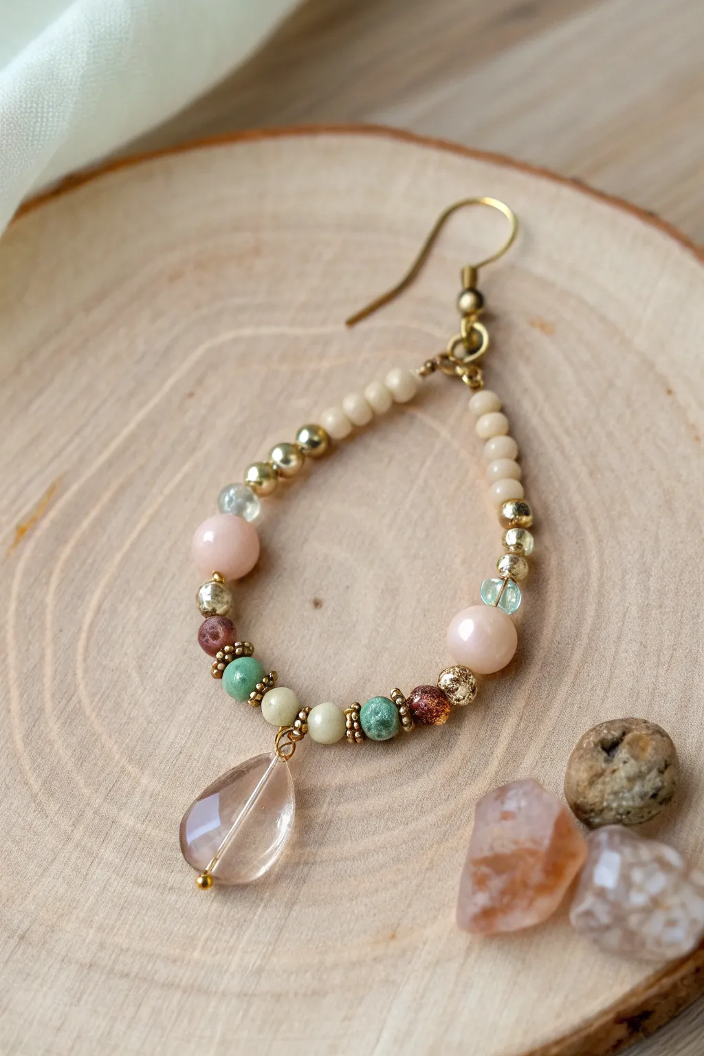Discover the art of eclectic elegance with these uniquely crafted beaded earrings.