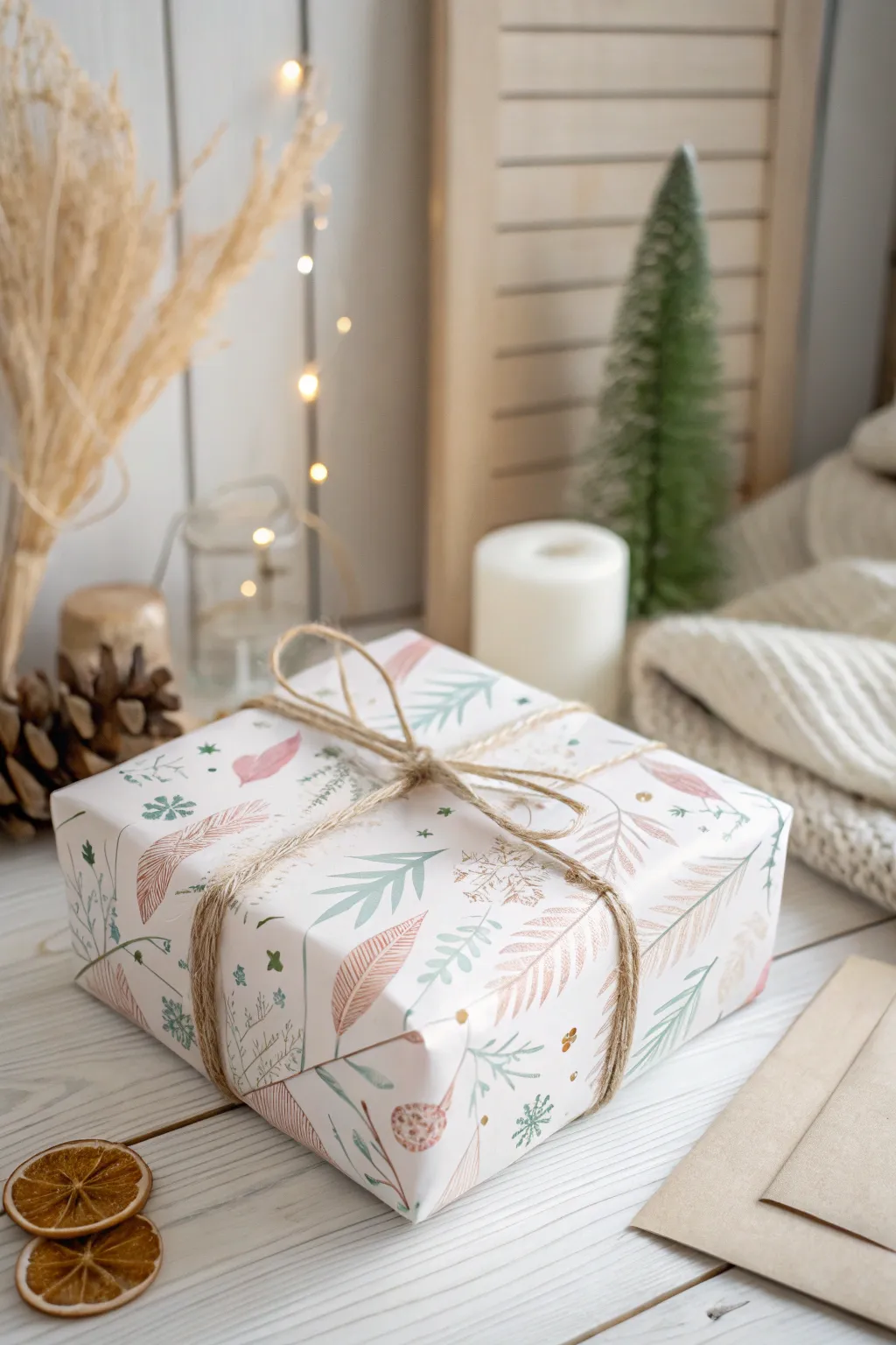 Add a personal touch to your gifts with hand-painted wrapping paper, perfect for a minimalist and artistic holiday presentation.