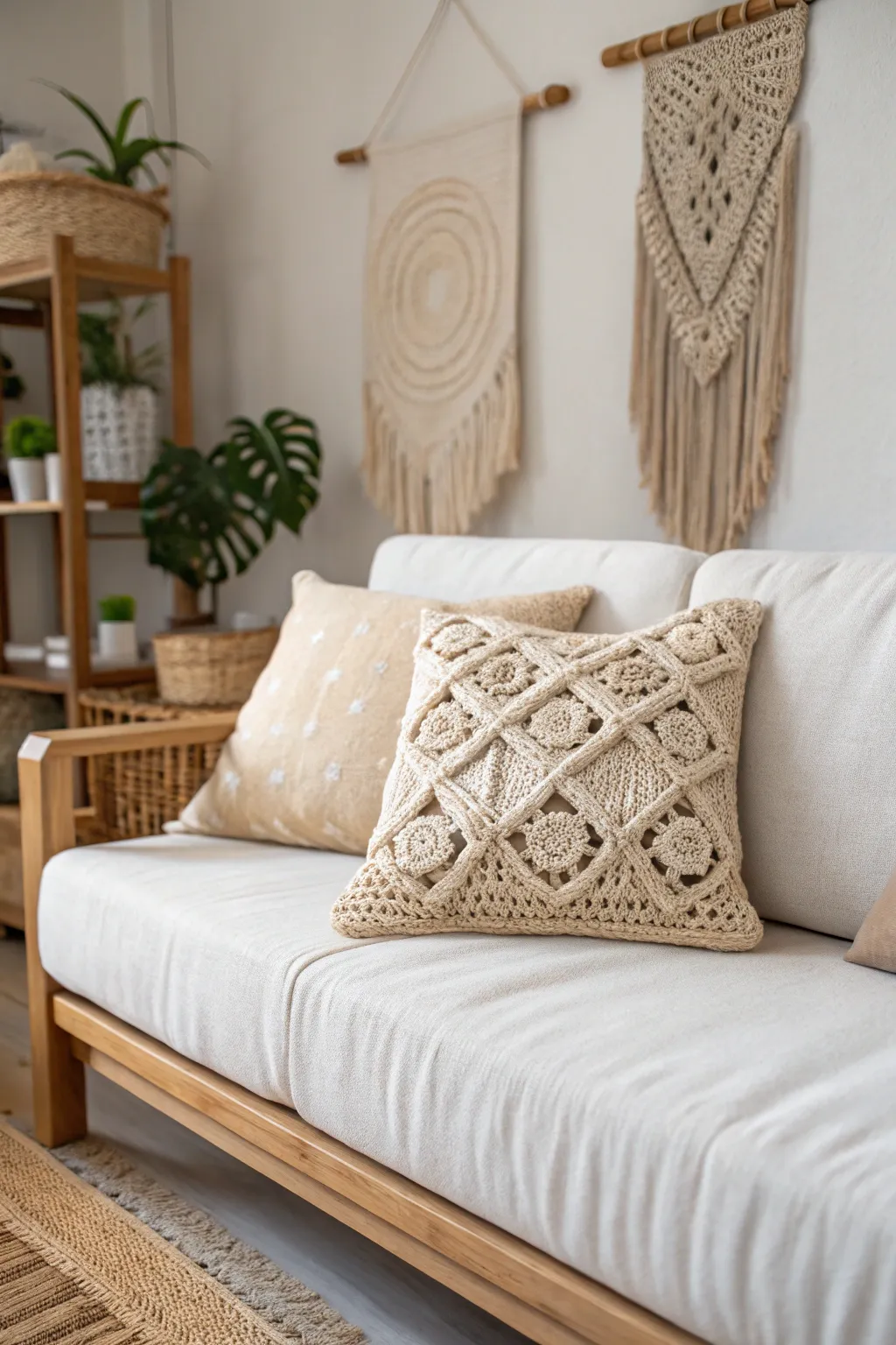 Add a touch of handmade elegance to your home with uniquely crocheted cushion covers.