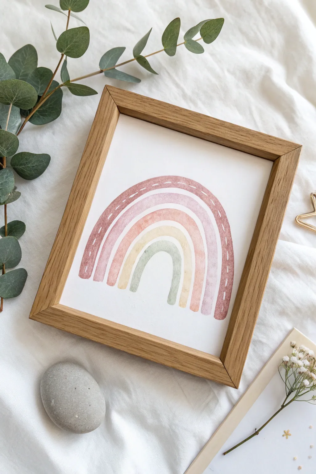 Embrace the gentle hues of a handcrafted rainbow—an effortless splash of color for your minimalist sanctuary.