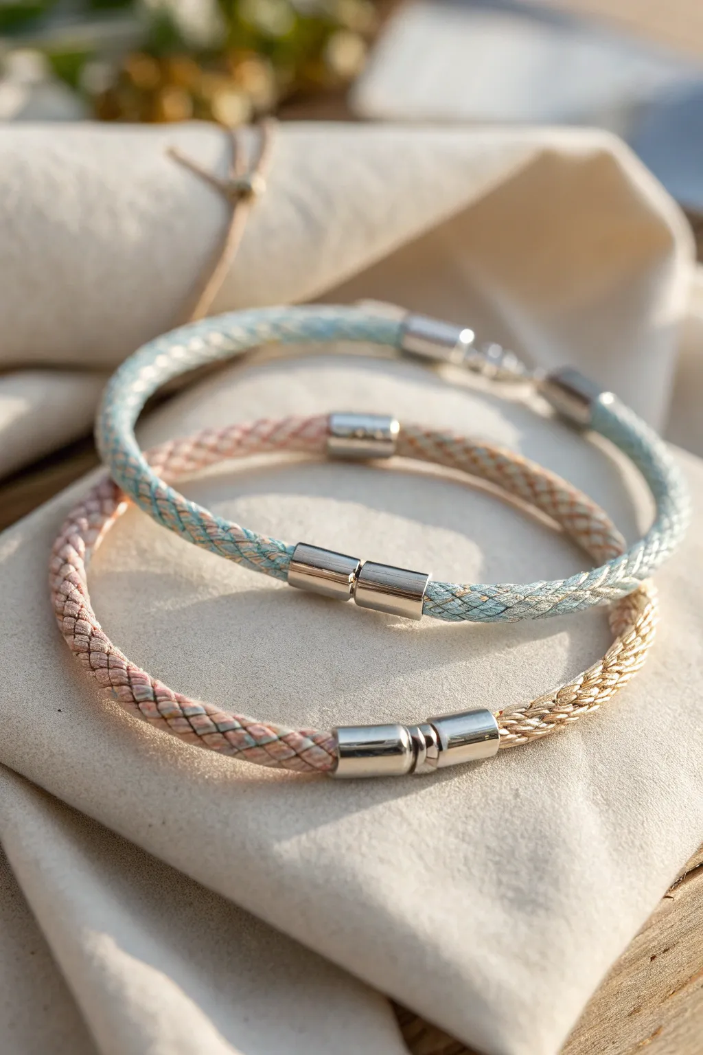 Reconnect in style with these elegant best friend bracelets featuring modern magnetic clasps.