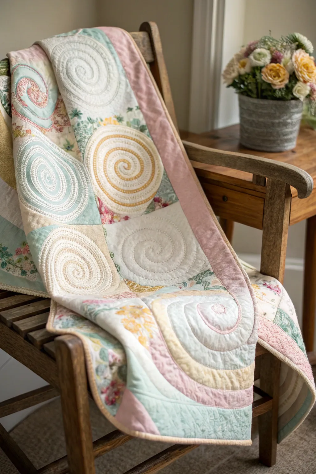 Embrace the beauty of a blooming garden with this Floral Fantasia quilt—where springtime elegance meets minimalist design.