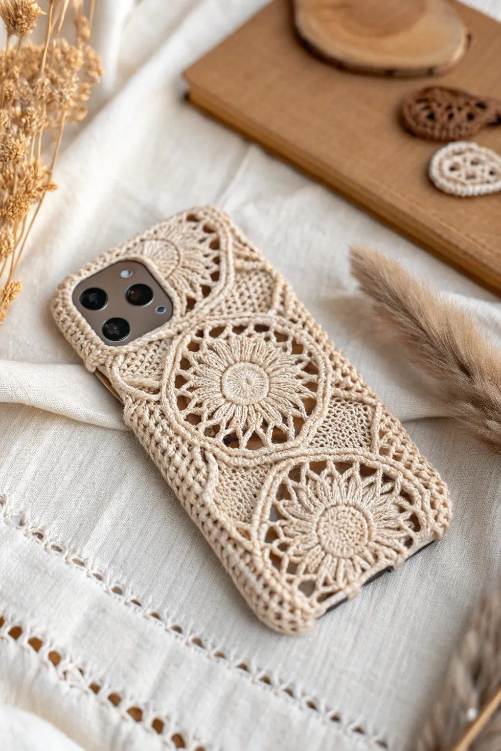 Elevate your phone's style with handcrafted crochet elegance. 🌿📱 #MinimalistChic #BohoCraft