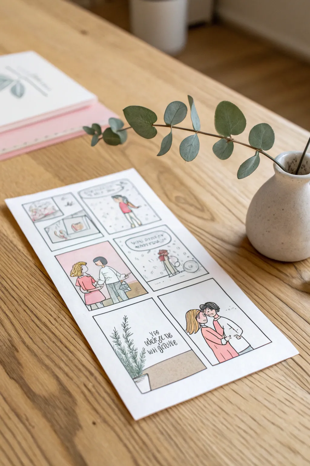 Capture your love story in a charming comic strip card for a unique birthday surprise.