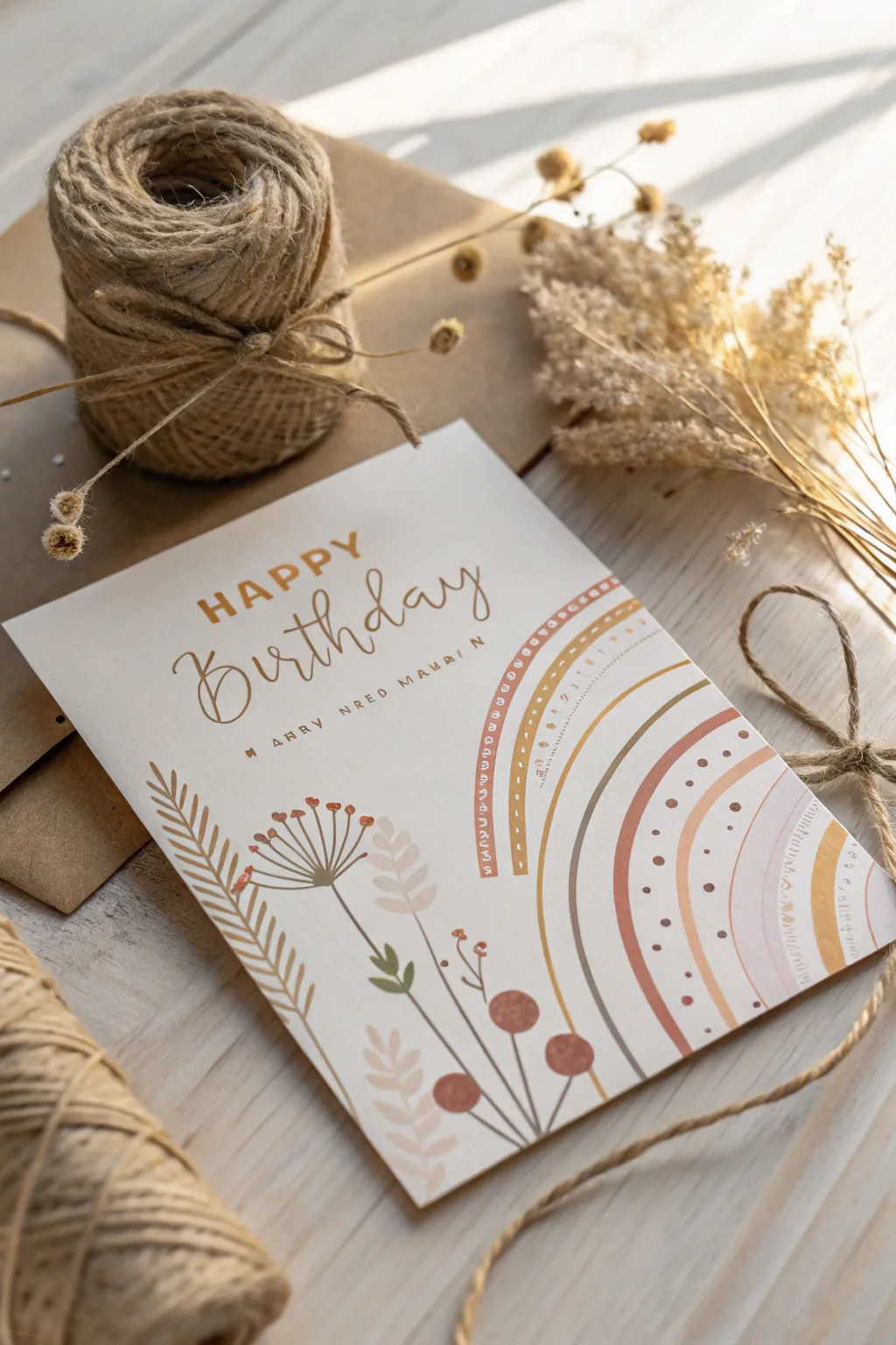 Add a playful twist to your sister's birthday with an interactive, minimalist card that exudes natural beauty.
