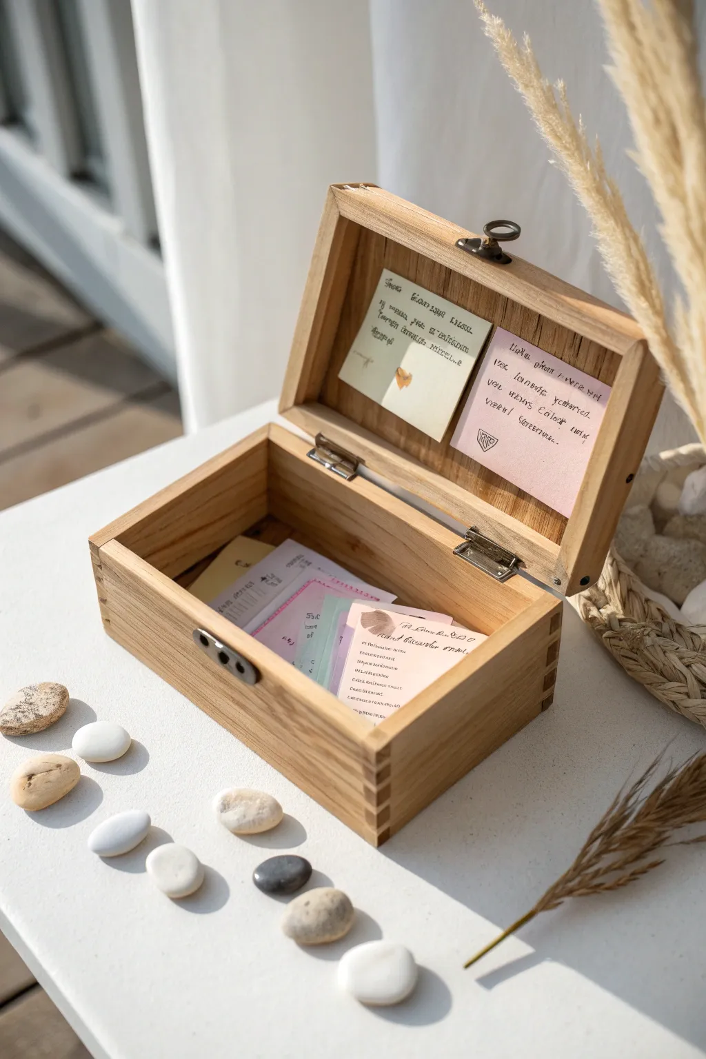 Capture the beauty of gratitude with daily notes in this charming minimalist setup.