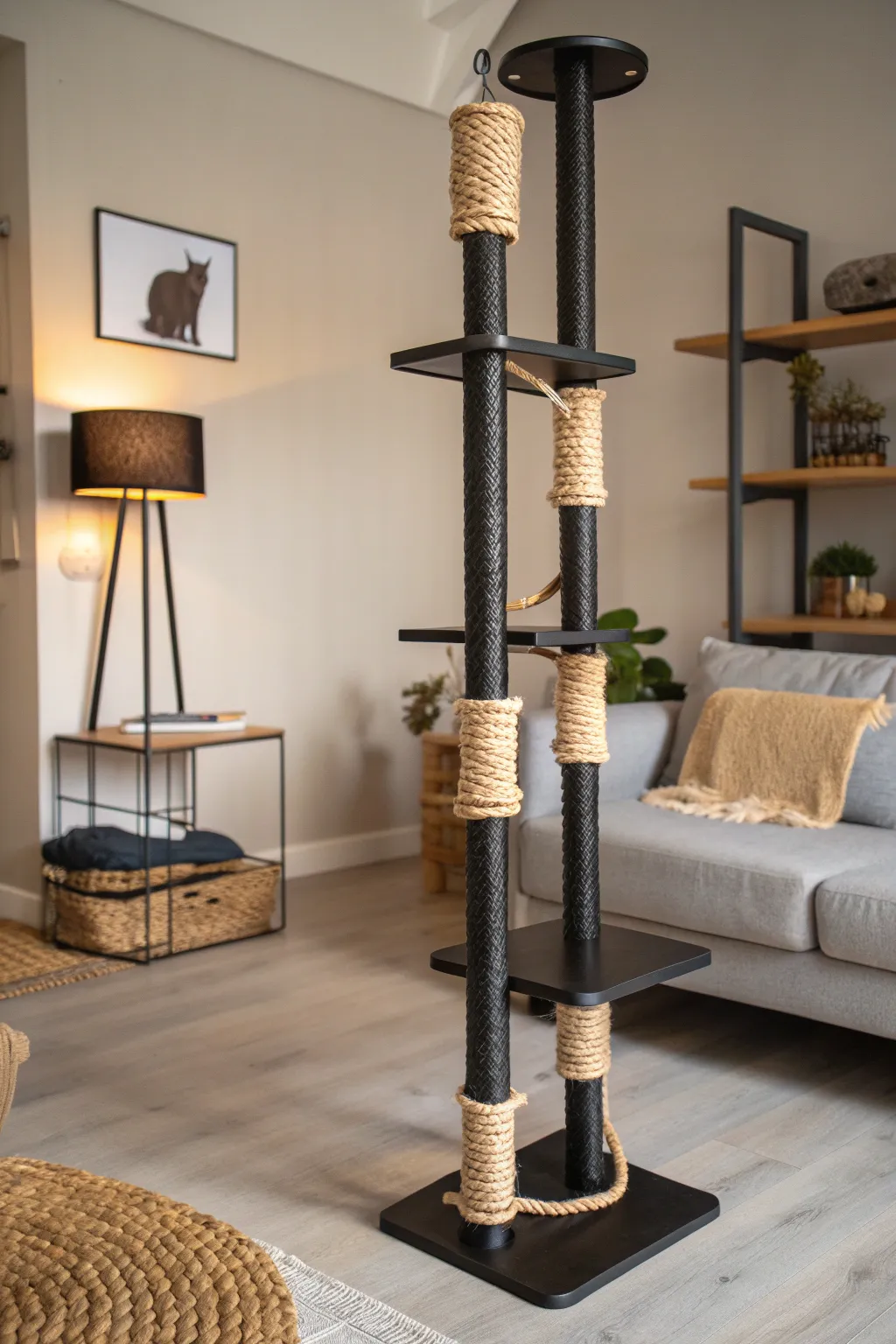 Elevate your space and your cat's playtime with this chic DIY pipe cat tree.