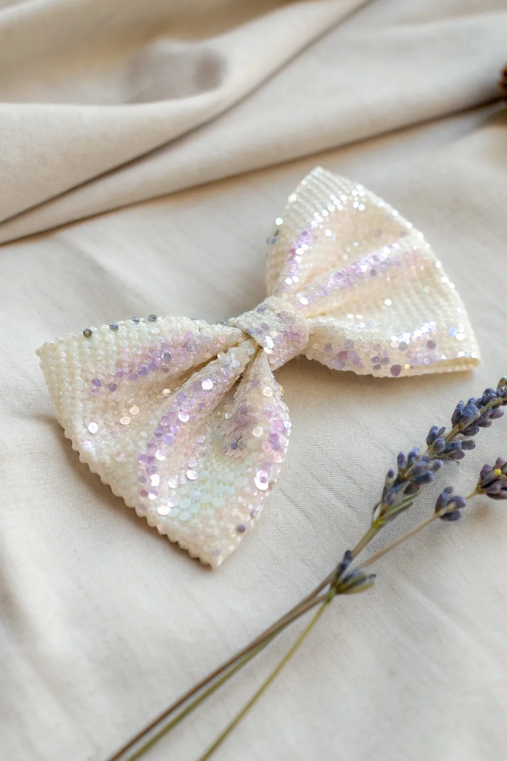 Add a touch of sparkle and elegance with this beautiful sequin bow, perfect for a festive flair.