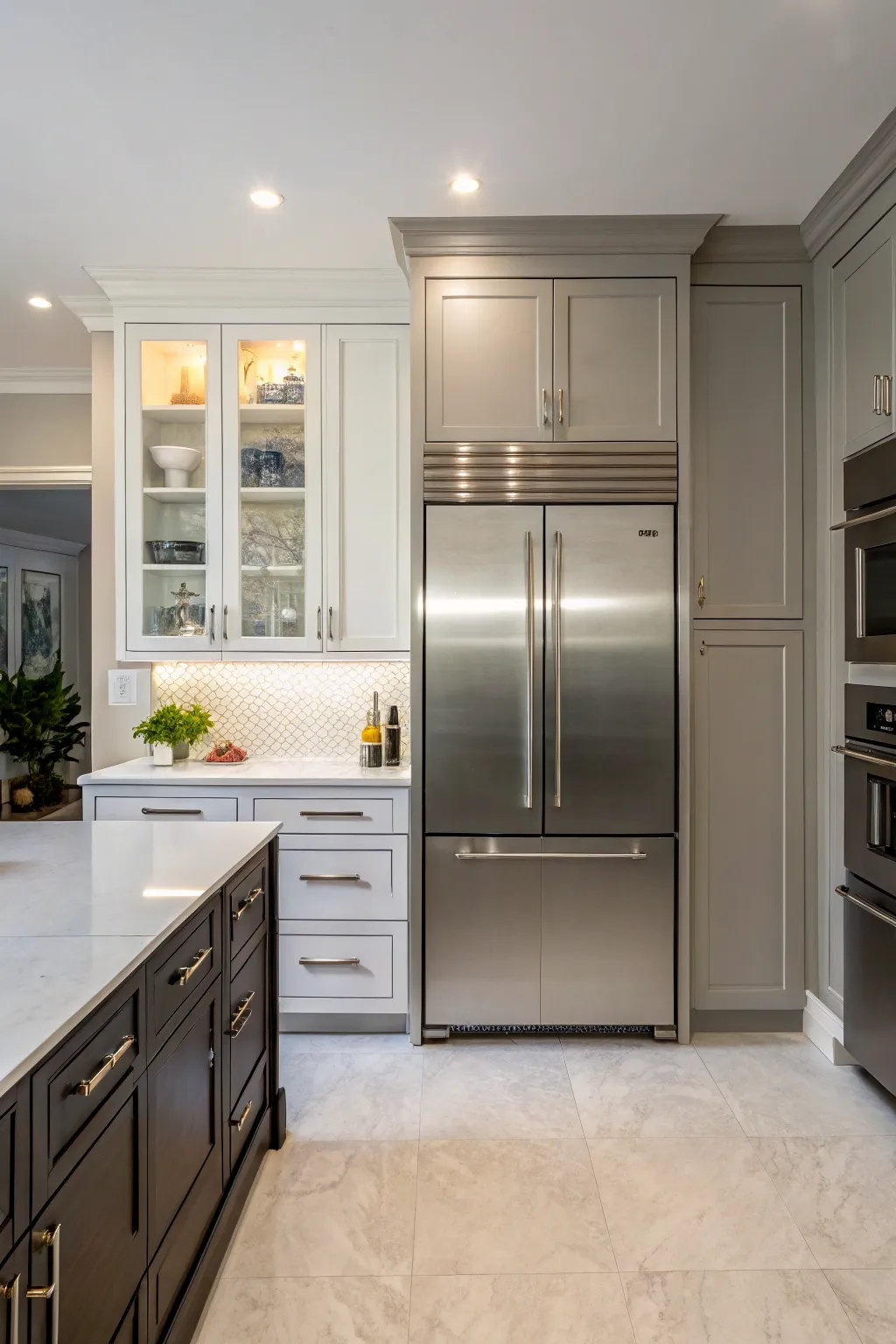 Symmetrical cabinetry creates a balanced and harmonious kitchen design.