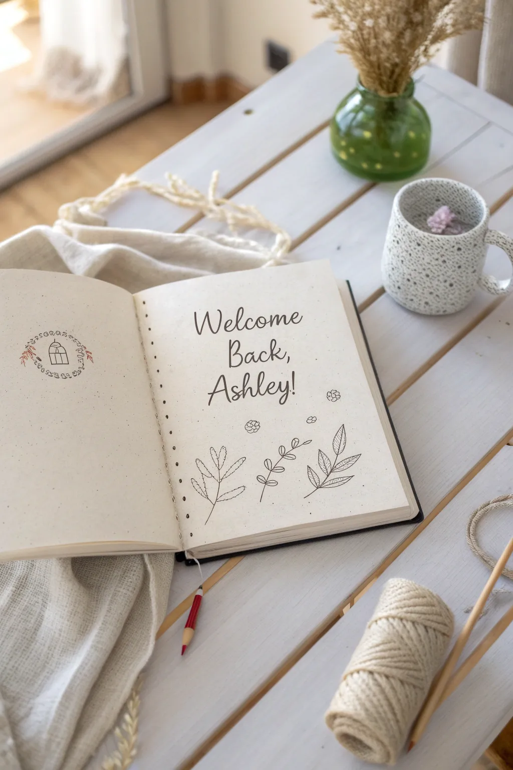 Embrace simplicity and warmth with a welcoming bullet journal cover.