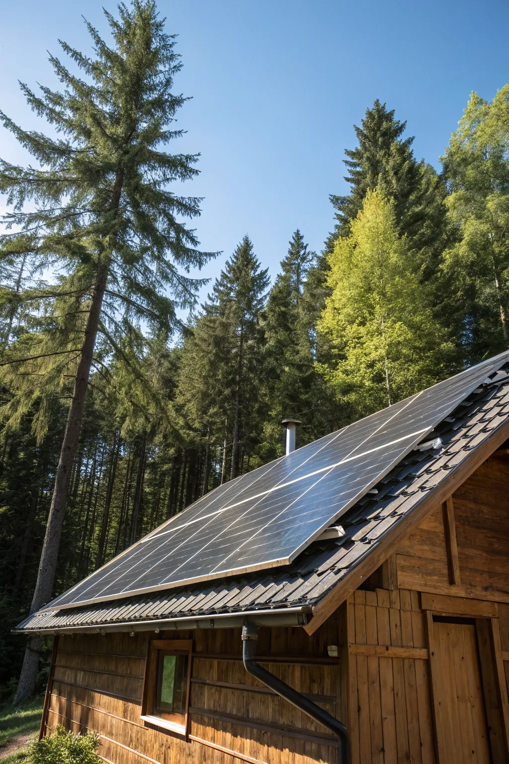 Harness the power of the sun with seamless solar integration for your off-grid cabin retreat.