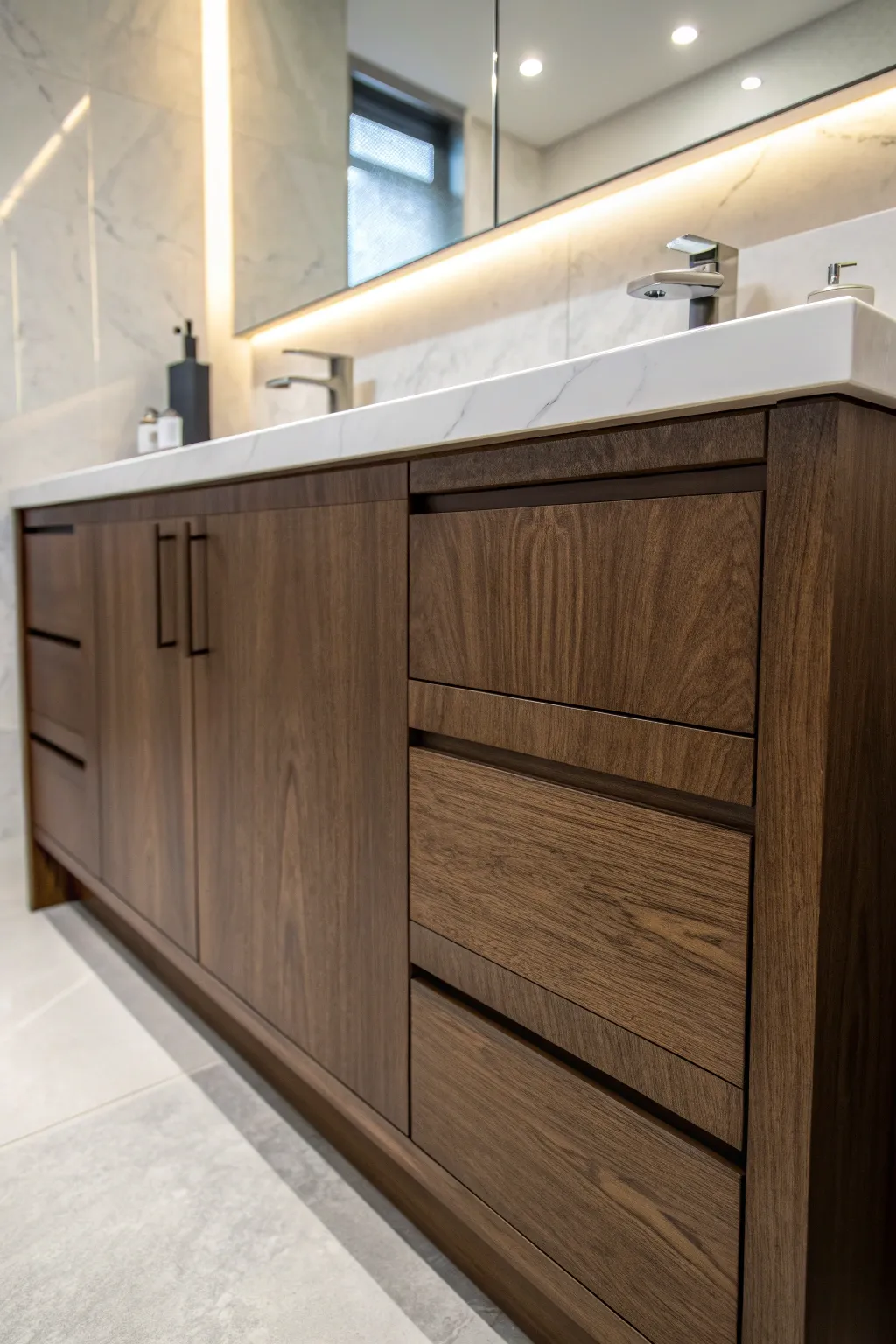 Embrace the elegance of sleek design with hidden handles for a modern touch.