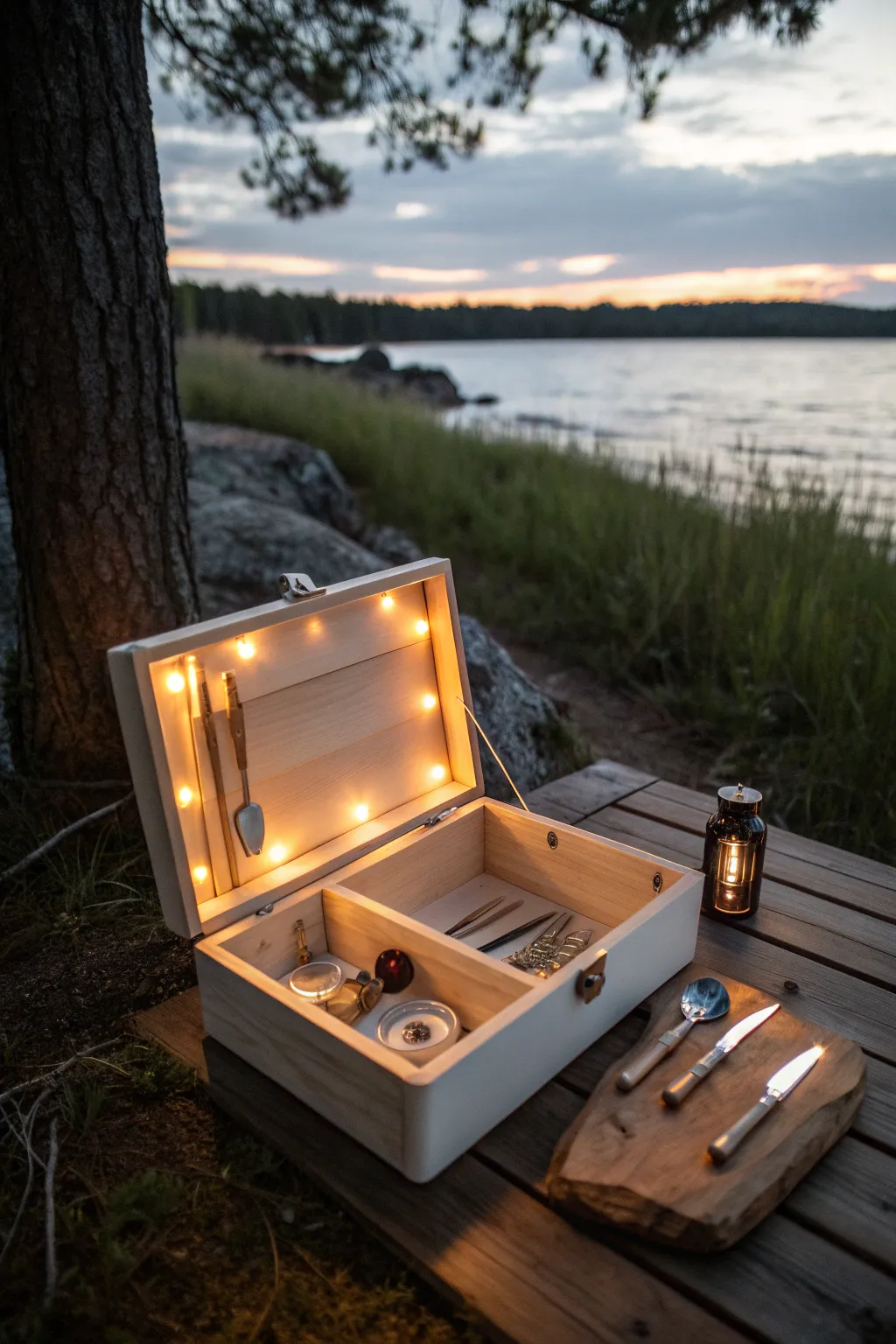 Illuminate your camp kitchen with style: Embrace the simplicity and elegance of integrated lighting.